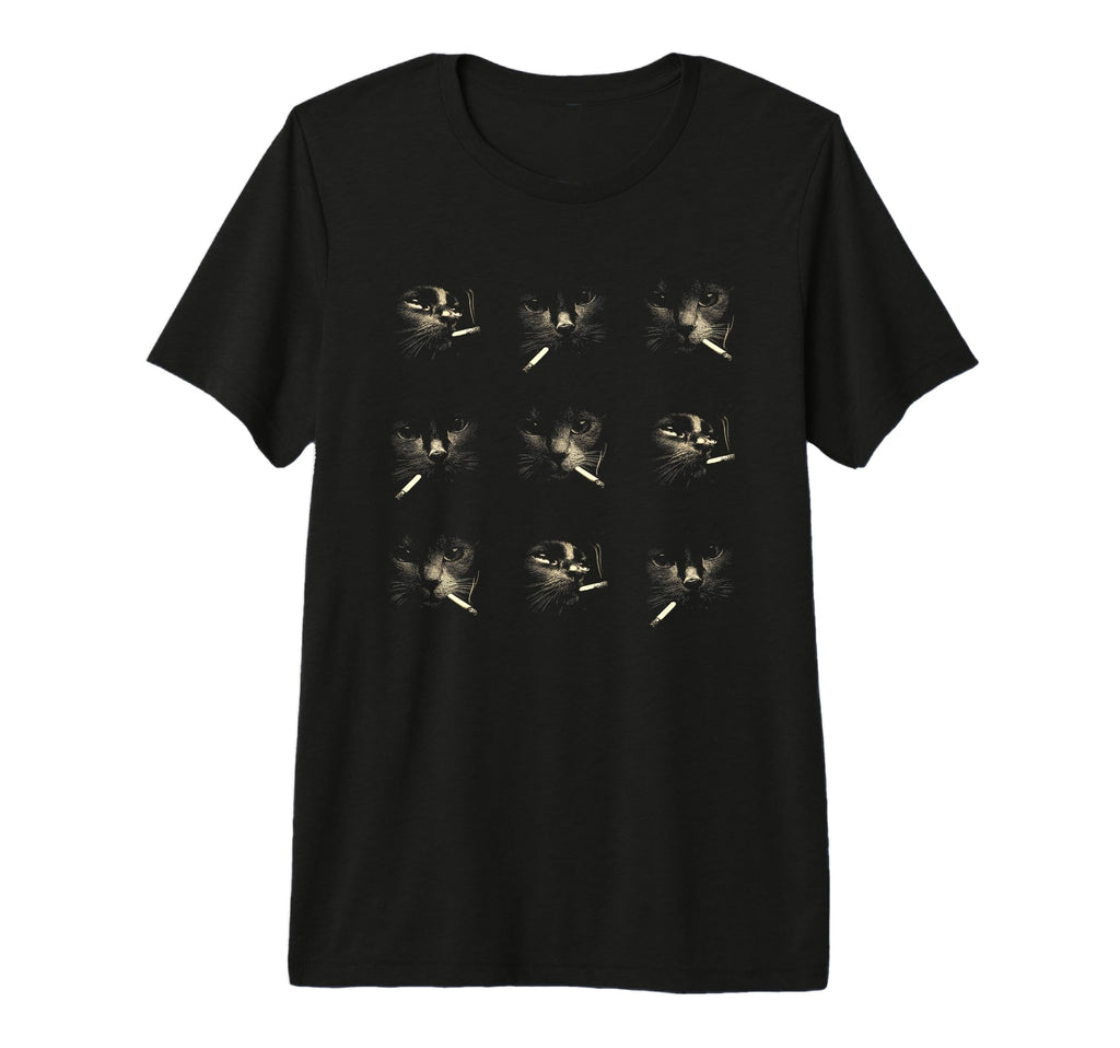 Funny Edgy Smoking Cat Meme 3X3 Grid T-Shirt - Fun Novelty Design Unisex - T-Shirt, Sweatshirt, Hoodie