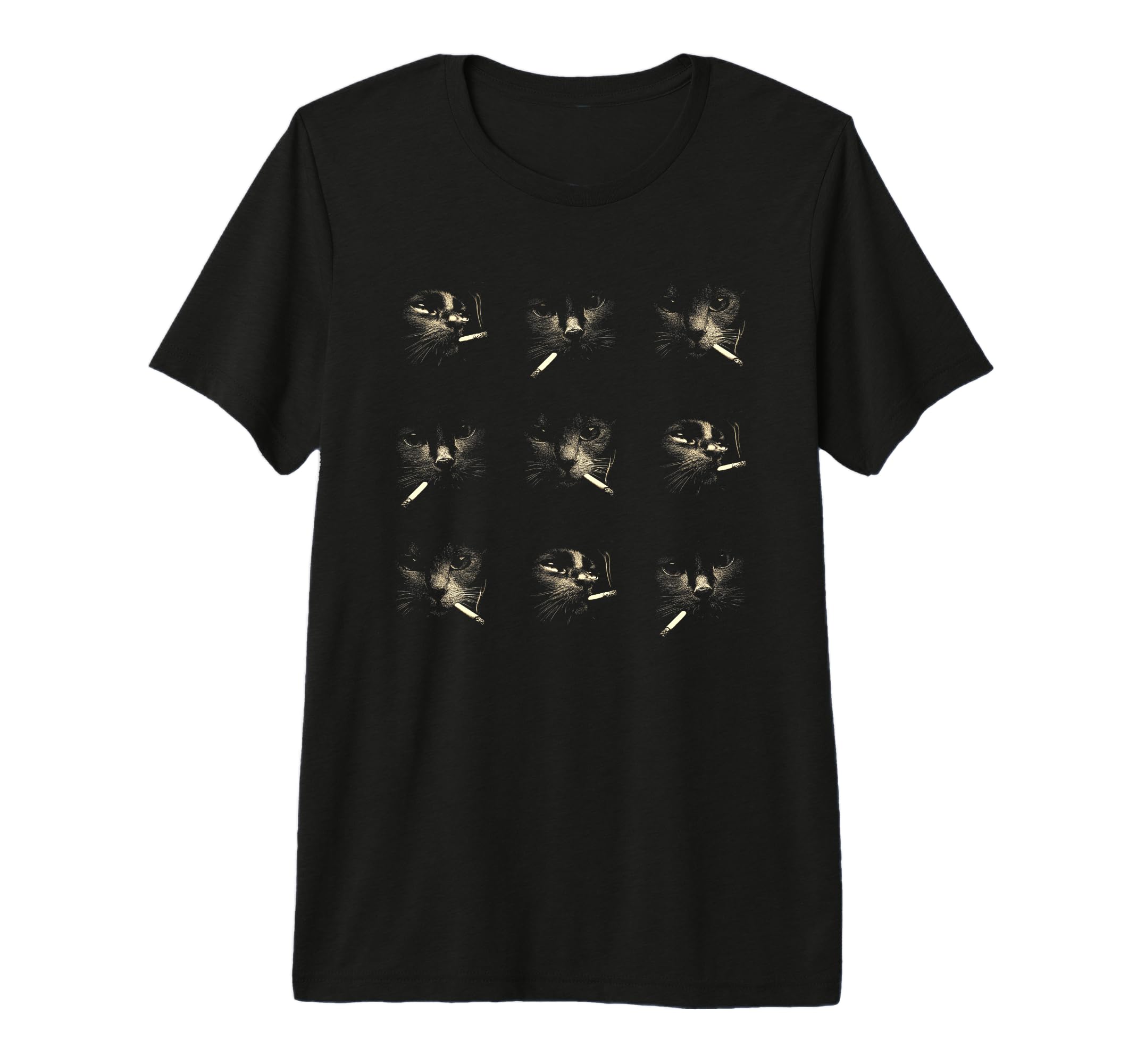 Funny Edgy Smoking Cat Meme 3X3 Grid T-Shirt - Fun Novelty Design Unisex - T-Shirt, Sweatshirt, Hoodie