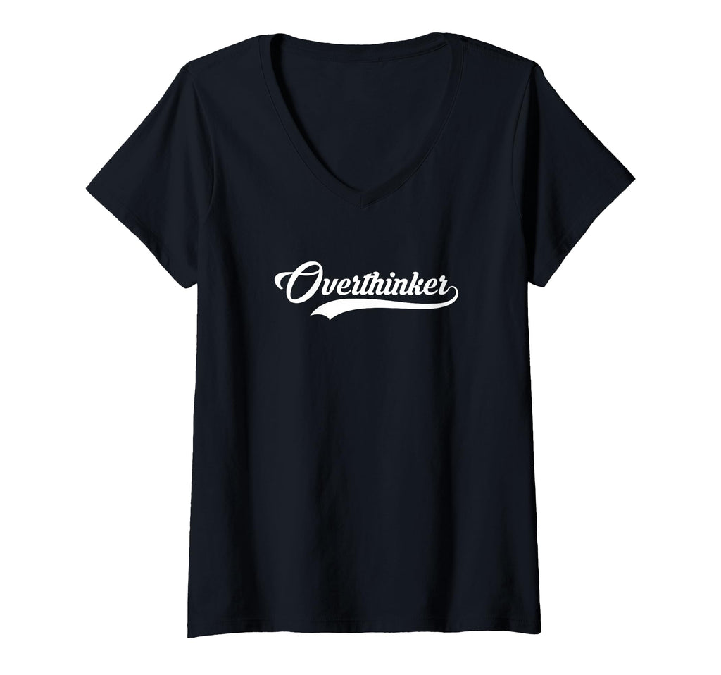 Womens Overthinker Baseball Jersey V Neck T-Shirt - Minimalist Print Unisex - T-Shirt, Sweatshirt, Hoodie
