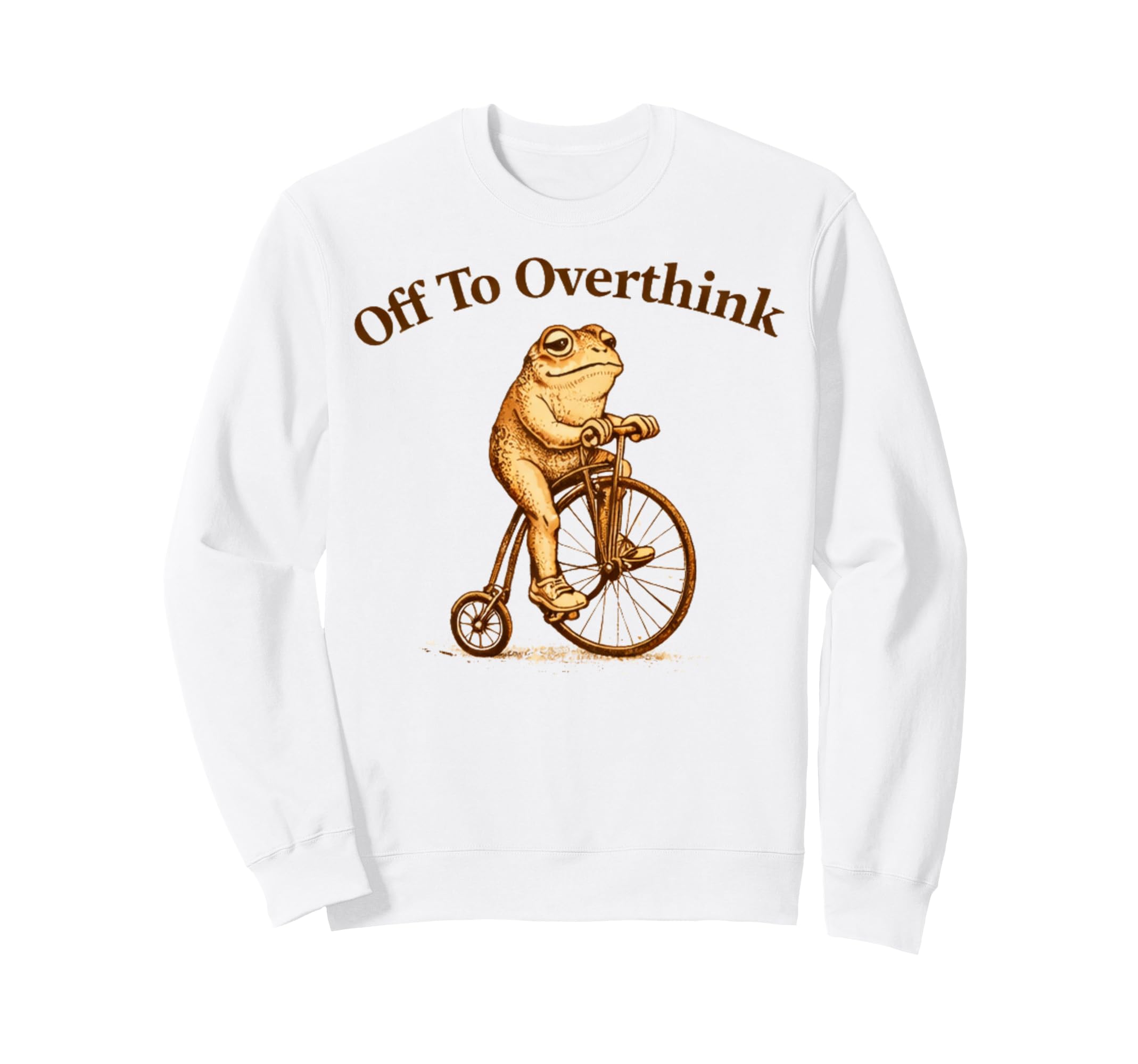 Off To Overthink Funny Frog Bicycle Sweatshirt - Trendy Graphic for Adults - T-Shirt, Sweatshirt, Hoodie