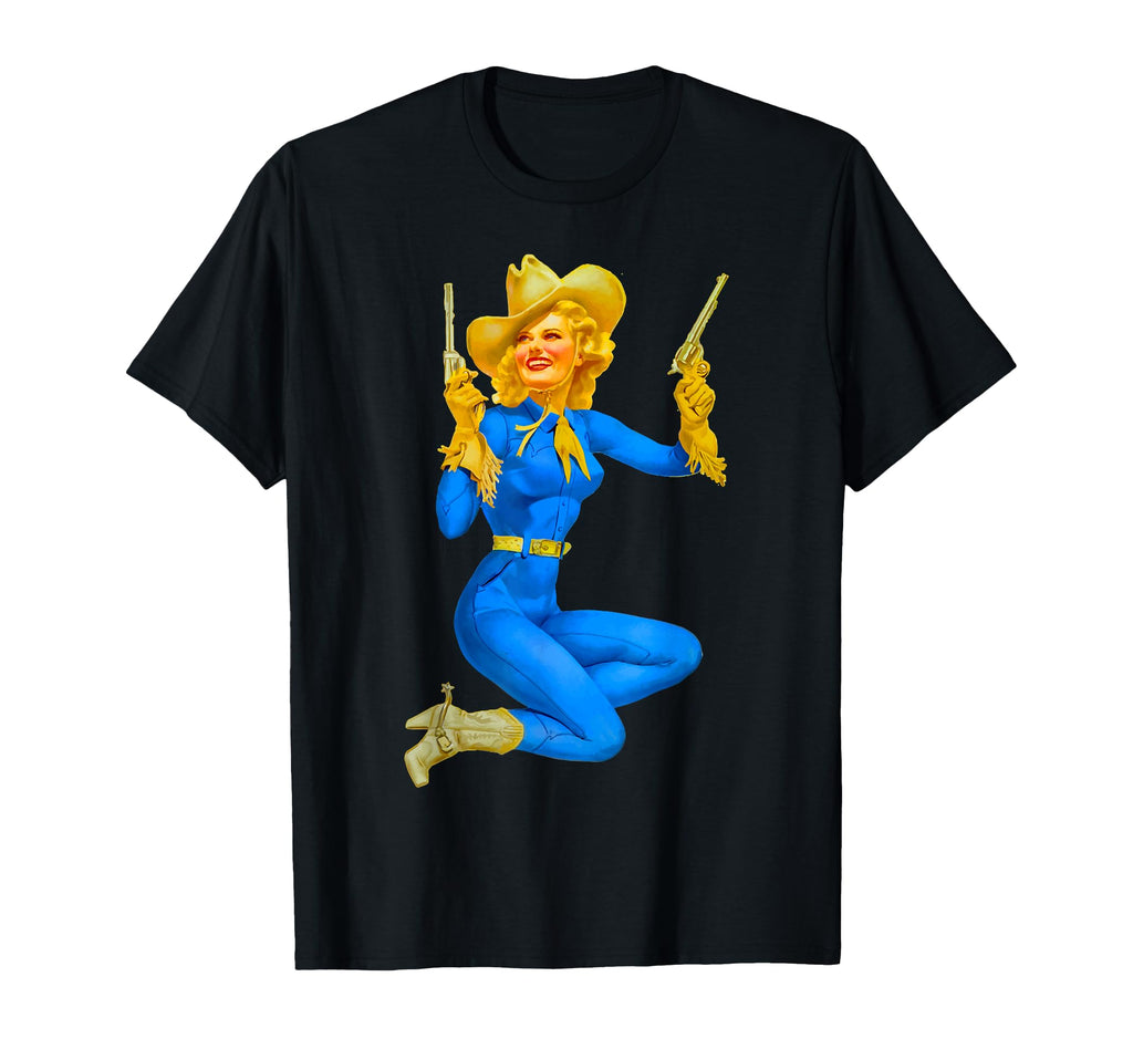 Western Cowgirl Pin Up T-Shirt - Unique Graphic Men Women - T-Shirt, Sweatshirt, Hoodie