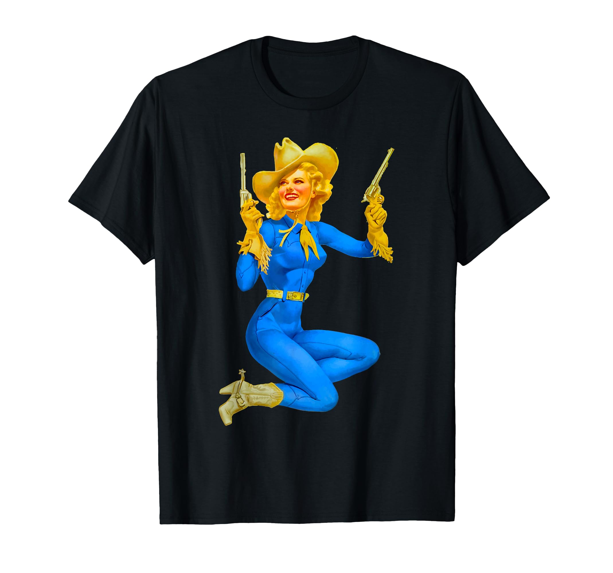 Western Cowgirl Pin Up T-Shirt - Unique Graphic Men Women - T-Shirt, Sweatshirt, Hoodie