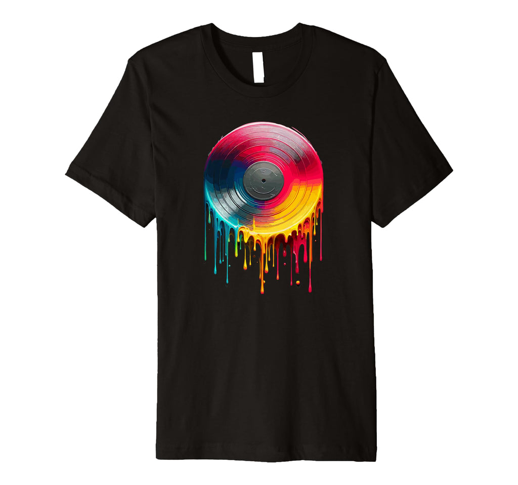 Dripping Paint Art Vinyl Disc Record T-Shirt - Casual Everyday Wear Unisex - T-Shirt, Sweatshirt, Hoodie