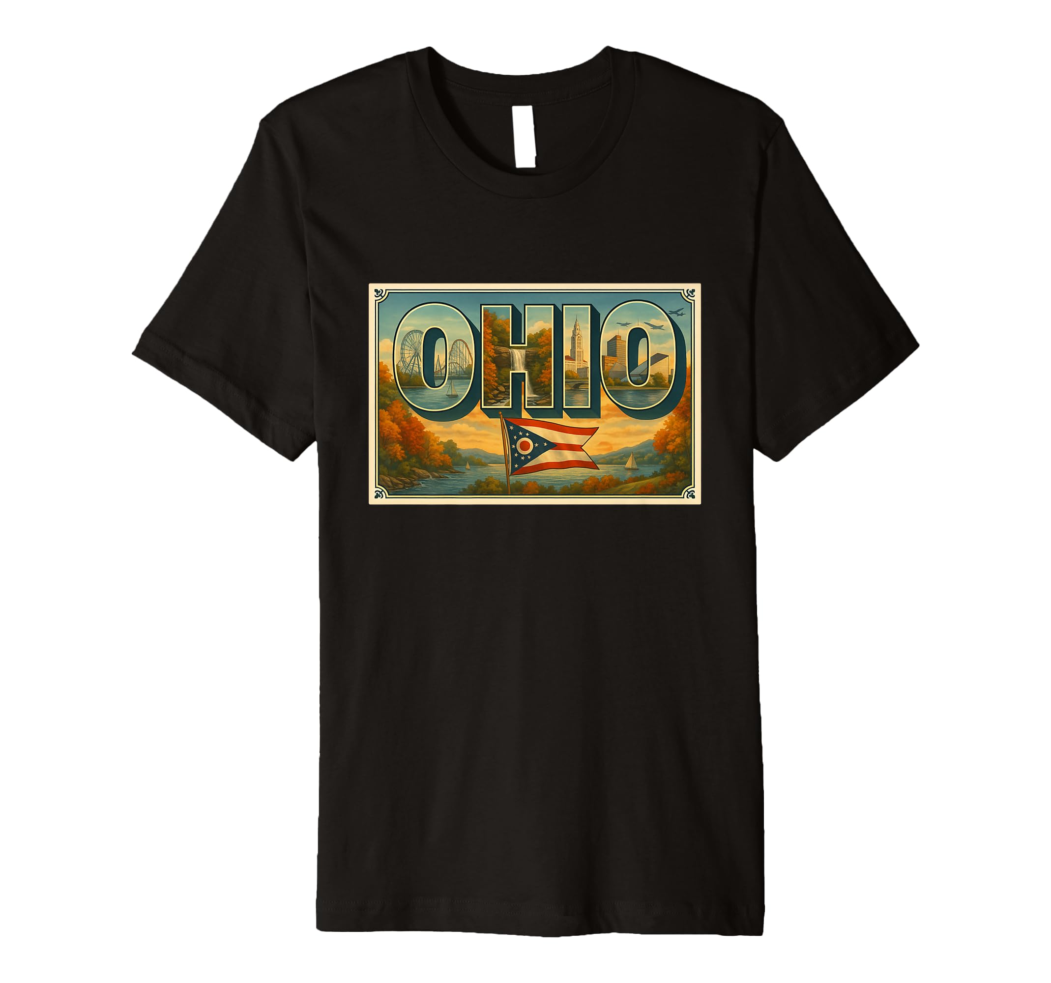 Ohio 50S Travel Post Card Art T-Shirt - Aesthetic Graphic Men Women - T-Shirt, Sweatshirt, Hoodie