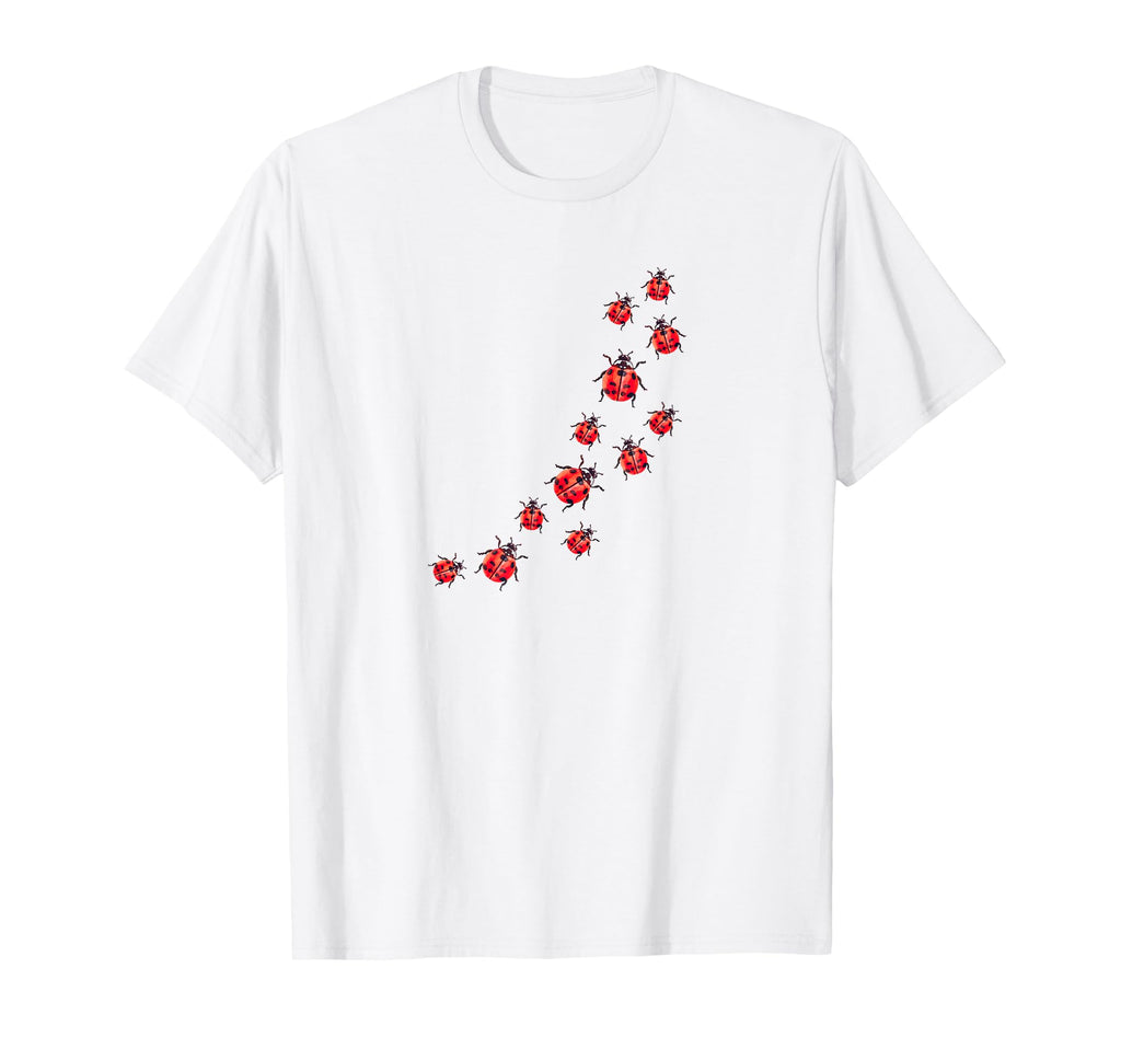 Whimsy Twee Ladybug Trail Summer T-Shirt - Unique Graphic for Adults - T-Shirt, Sweatshirt, Hoodie