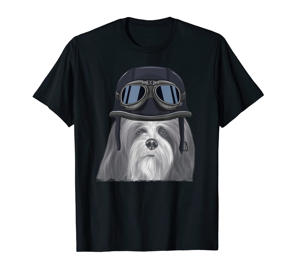 Lhasa Apsos Wearing Motorcycle Helmet T-Shirt - Graphic Print Men Women - T-Shirt, Sweatshirt, Hoodie
