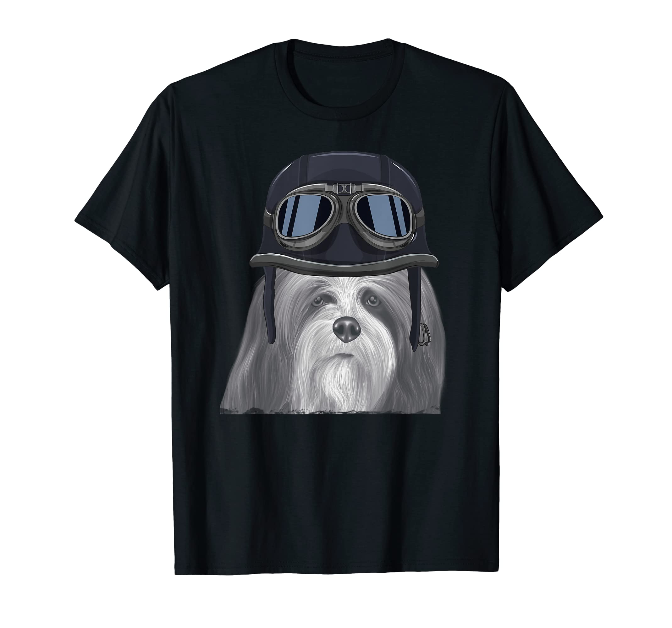Lhasa Apsos Wearing Motorcycle Helmet T-Shirt - Graphic Print Men Women - T-Shirt, Sweatshirt, Hoodie