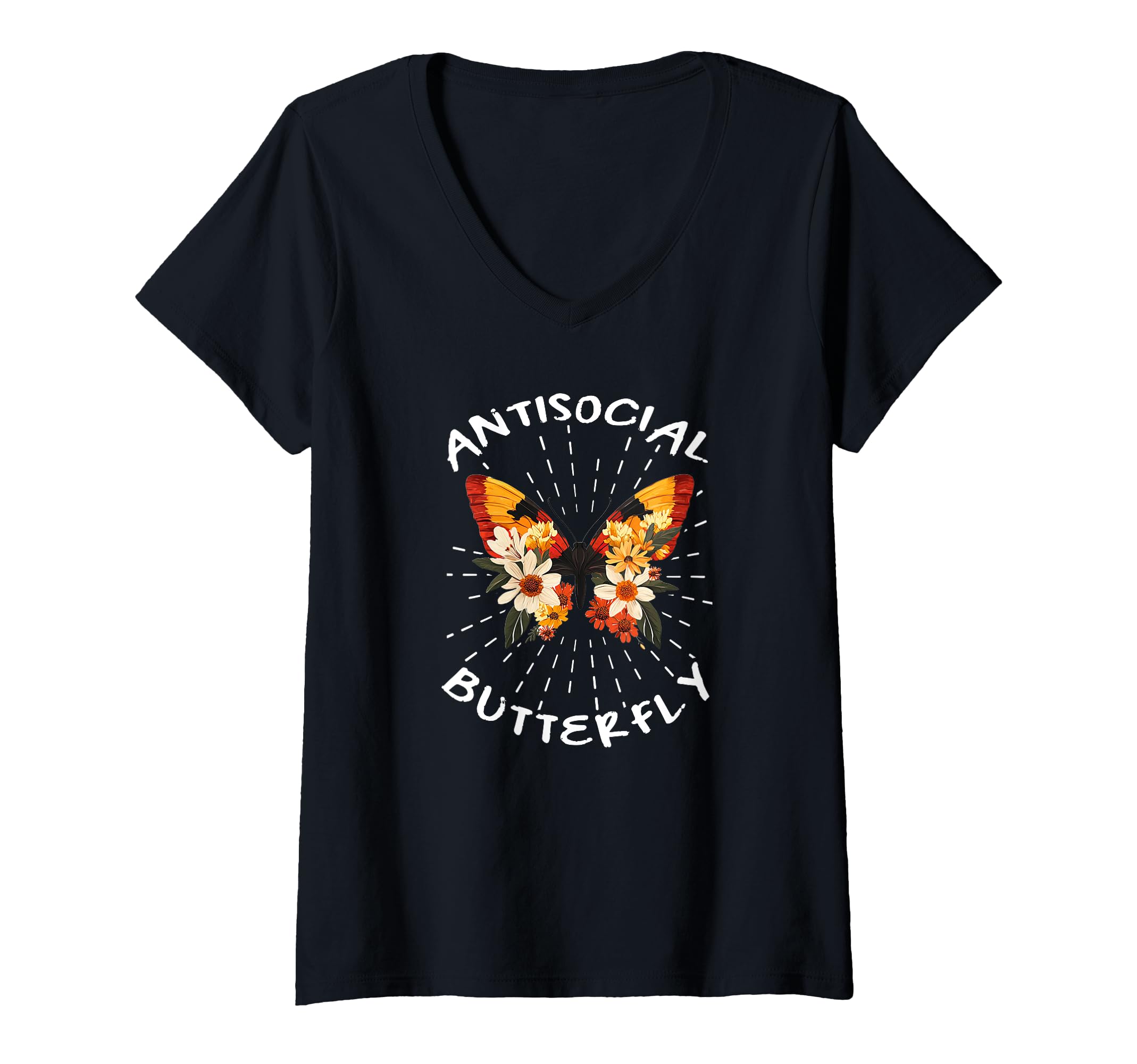 Womens Antisocial Butterfly V T-Shirt - Casual Everyday Wear for Adults - T-Shirt, Sweatshirt, Hoodie