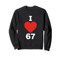 Heart 67 Pop Art Number Minimal Sweatshirt - Custom Art Print Unisex - T-Shirt, Sweatshirt, Hoodie