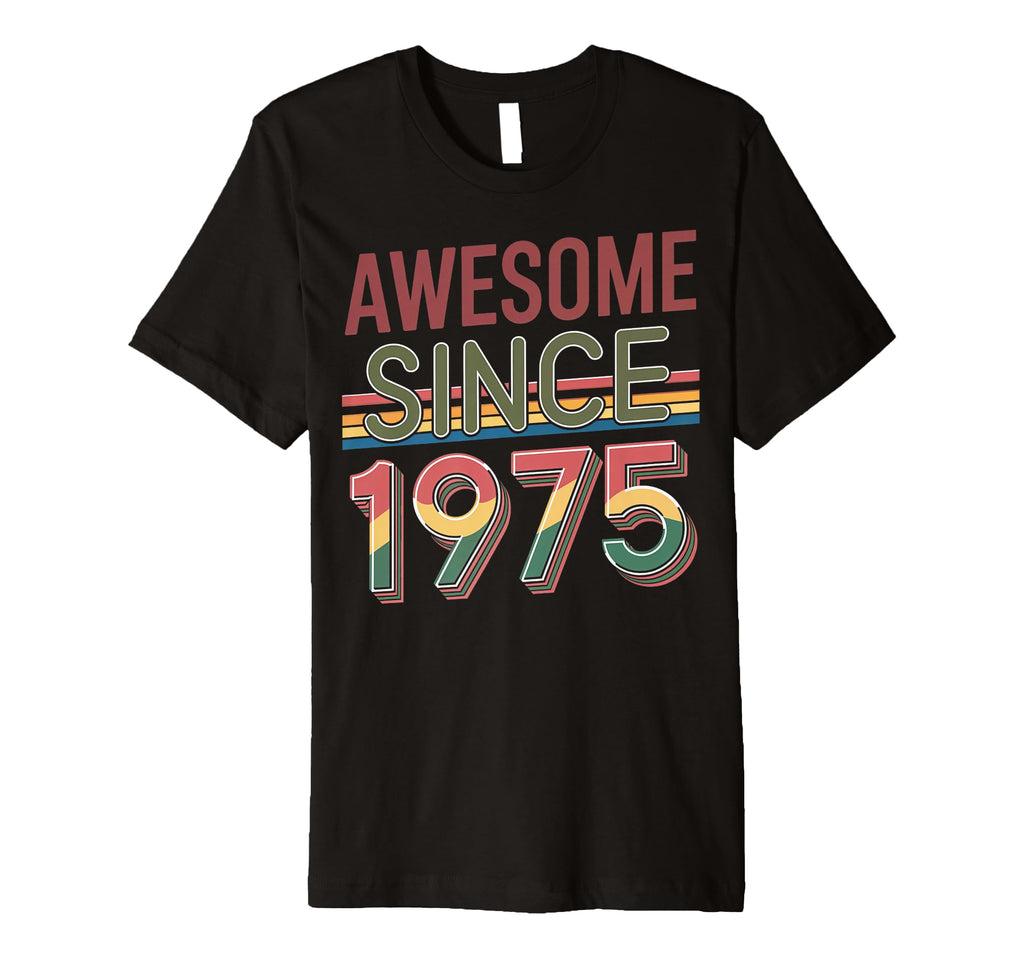 Awesome Since 1975 Rainbow Typography T-Shirt - Trendy Graphic Men Women - T-Shirt, Sweatshirt, Hoodie