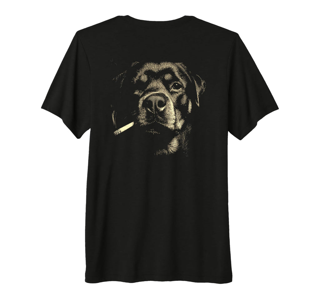 Rottweiler Smoking Cigarette Grunge T-Shirt - Custom Art Print for Adults - T-Shirt, Sweatshirt, Hoodie