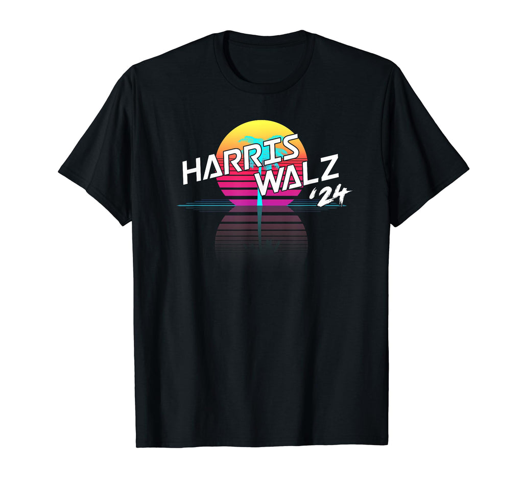 Harris Walz 24 Synthwave Outrun T-Shirt - Casual Everyday Wear for Adults - T-Shirt, Sweatshirt, Hoodie