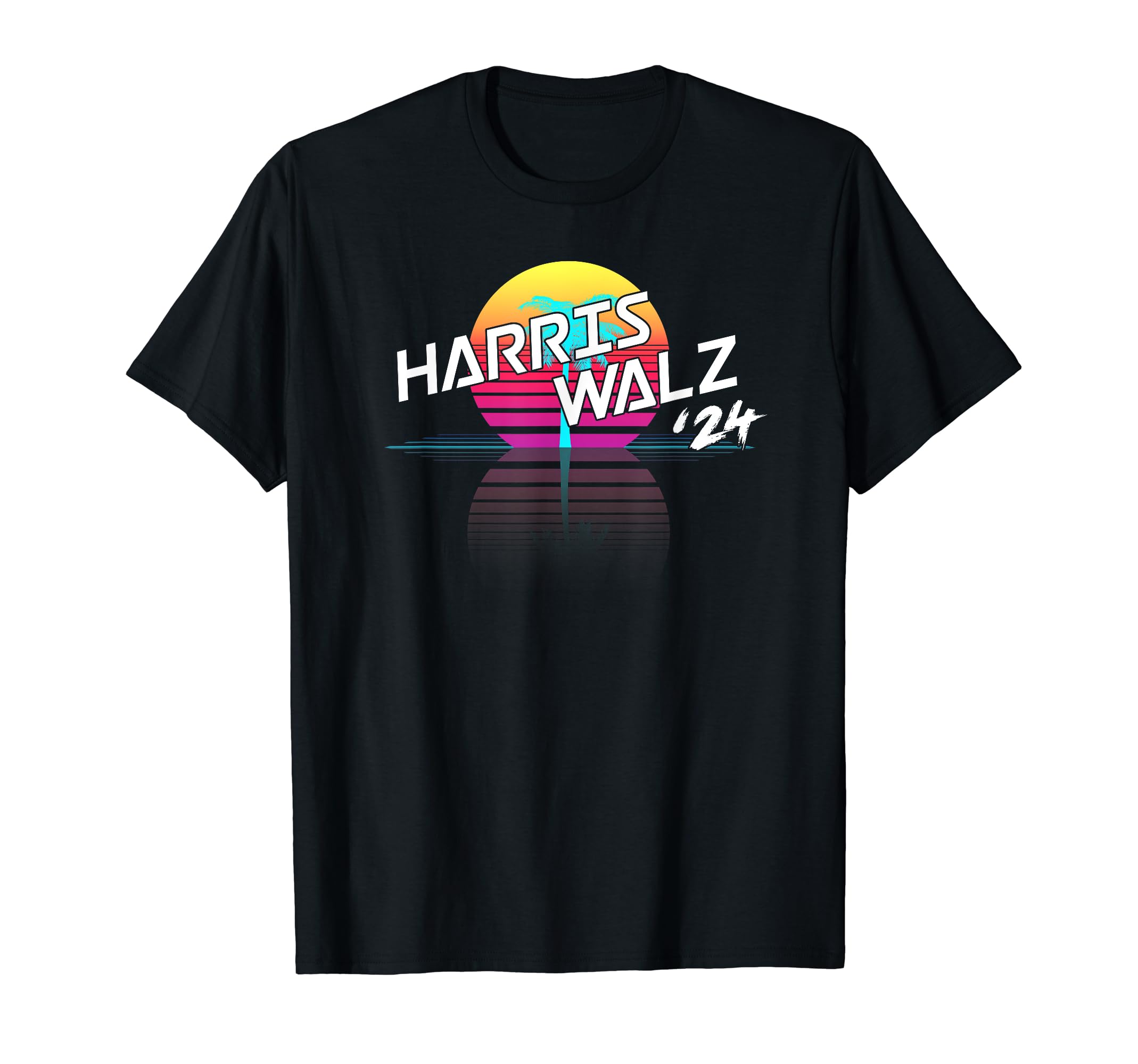 Harris Walz 24 Synthwave Outrun T-Shirt - Casual Everyday Wear for Adults - T-Shirt, Sweatshirt, Hoodie