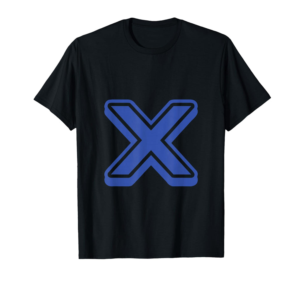 Bold Letter Blue X Outline Alphabet T-Shirt - Novelty Apparel for Adults - T-Shirt, Sweatshirt, Hoodie