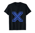Bold Letter Blue X Outline Alphabet T-Shirt - Novelty Apparel for Adults - T-Shirt, Sweatshirt, Hoodie