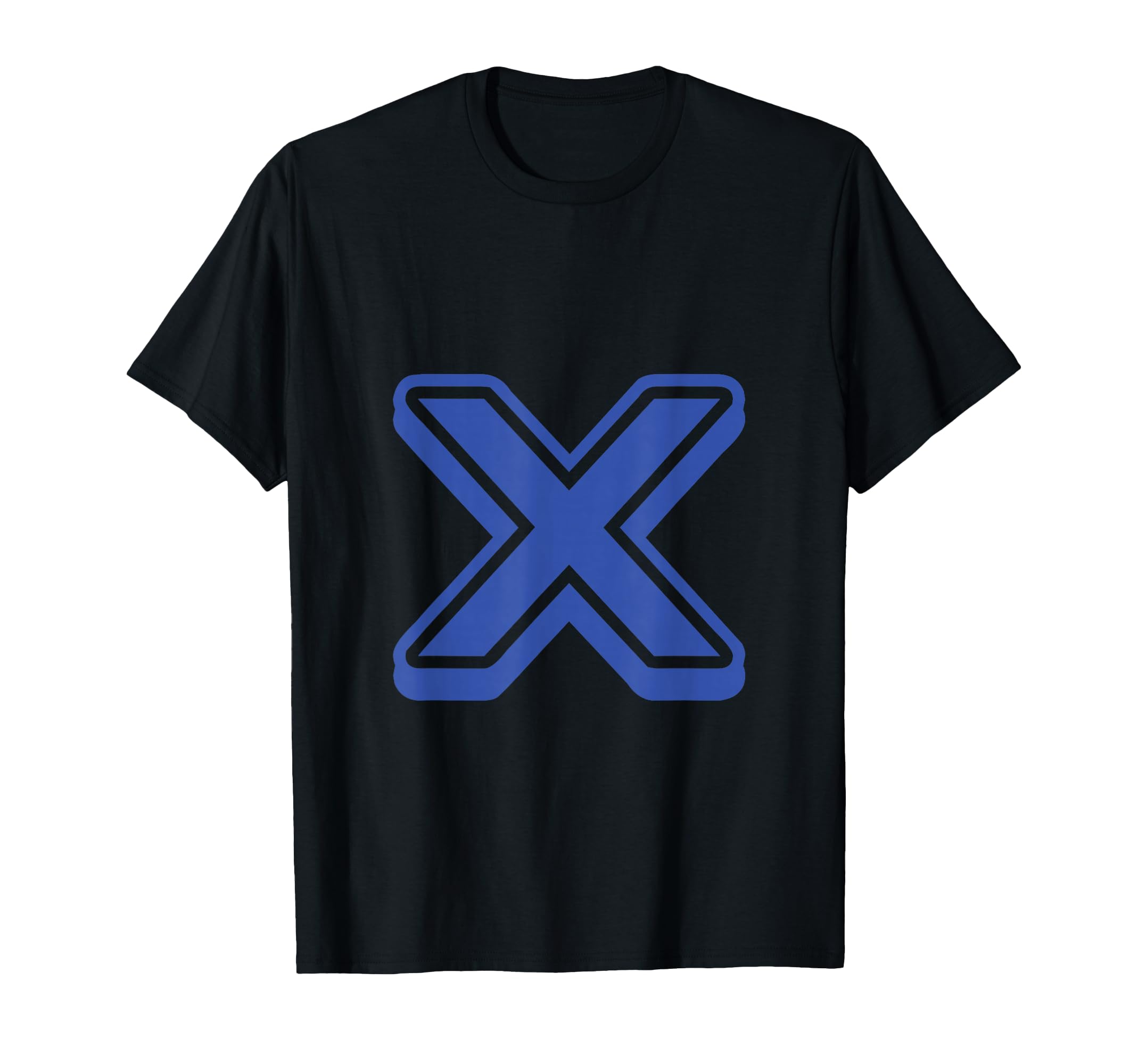 Bold Letter Blue X Outline Alphabet T-Shirt - Novelty Apparel for Adults - T-Shirt, Sweatshirt, Hoodie