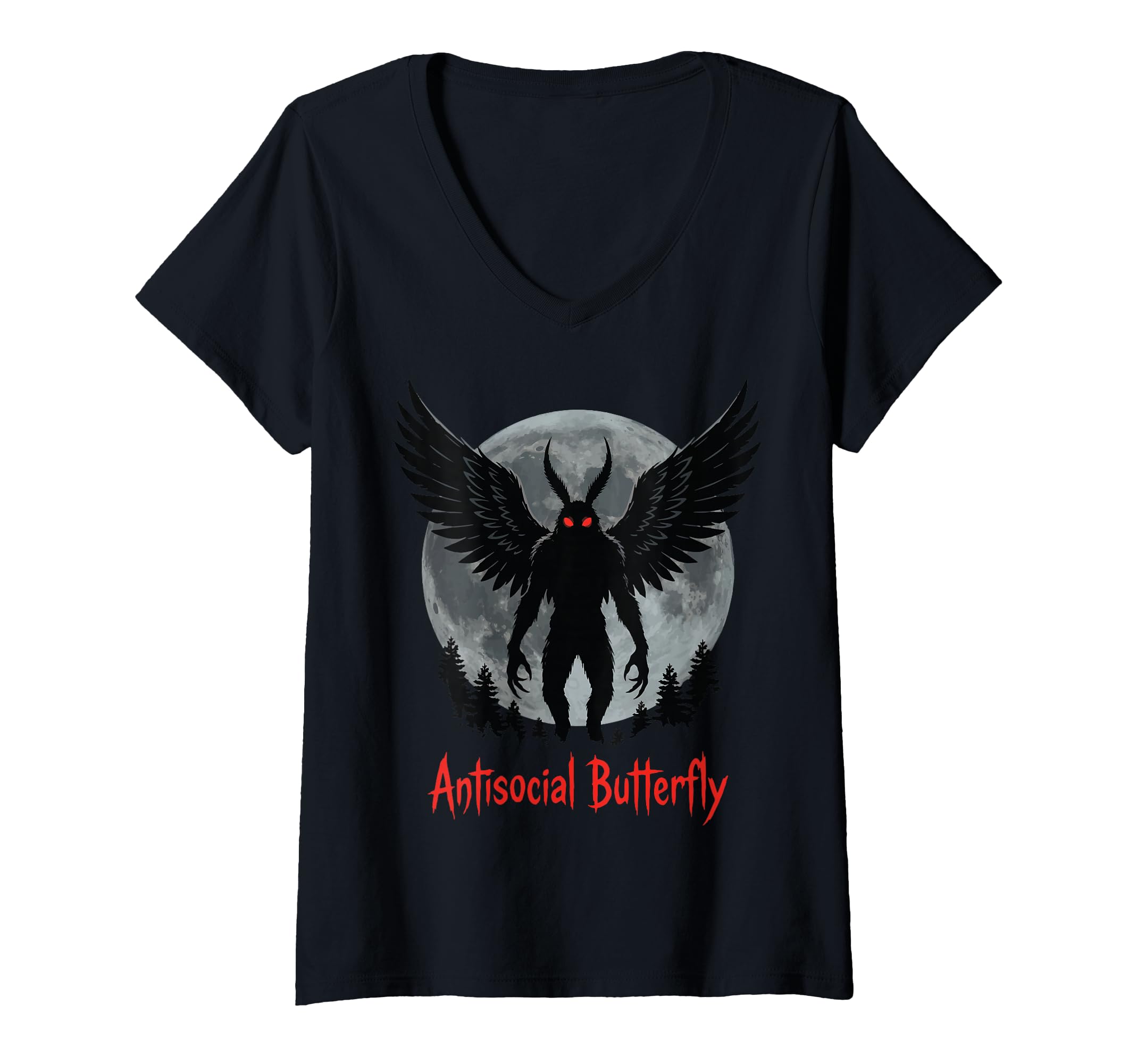 Womens Antisocial Butterfly V Neck T-Shirt - Fun Novelty Design Unisex - T-Shirt, Sweatshirt, Hoodie