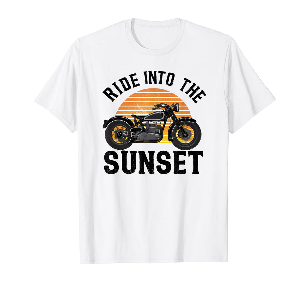 Ride Into Sunset Motorcycle T-Shirt - Minimalist Print for Adults - T-Shirt, Sweatshirt, Hoodie