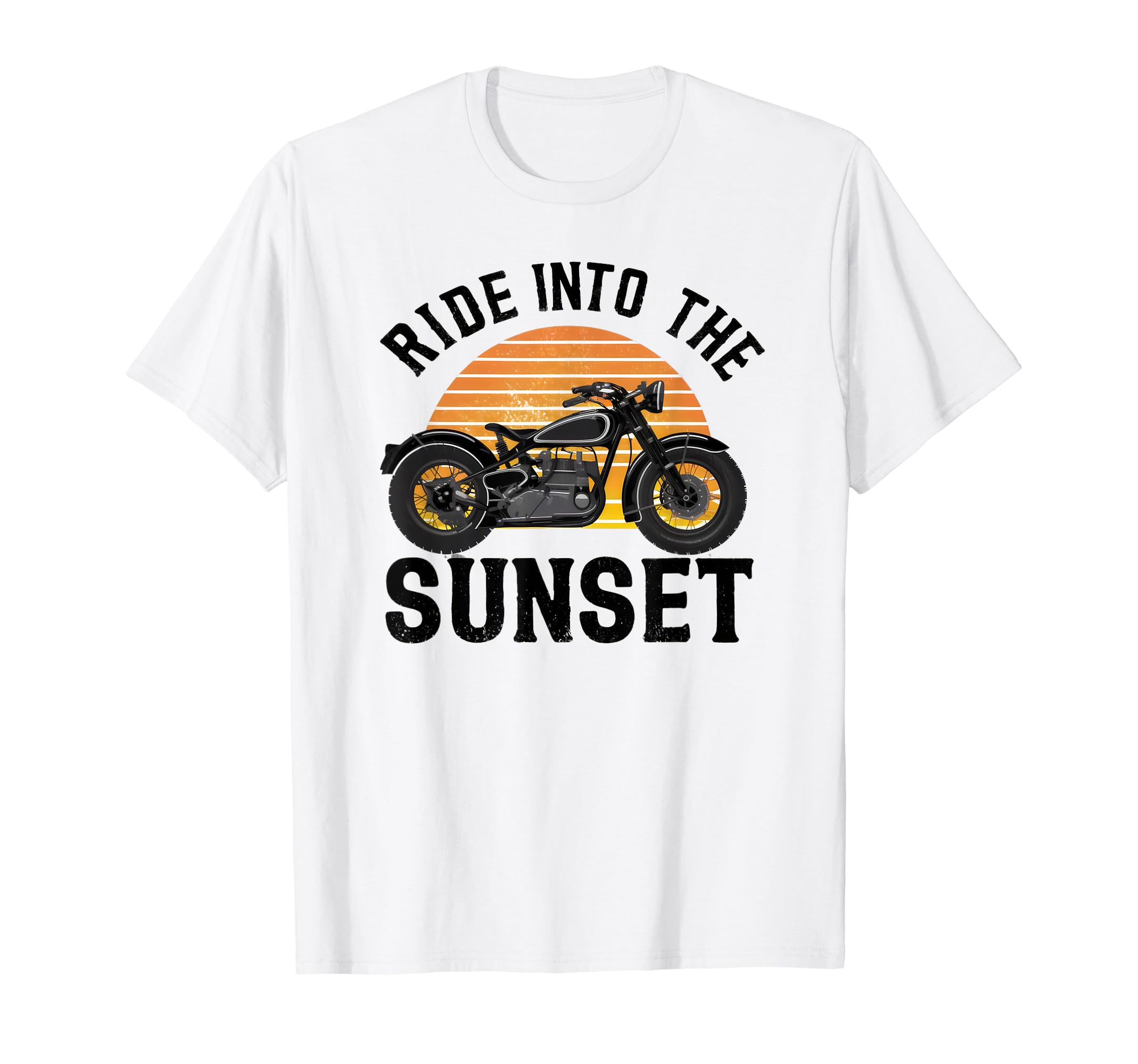 Ride Into Sunset Motorcycle T-Shirt - Minimalist Print for Adults - T-Shirt, Sweatshirt, Hoodie