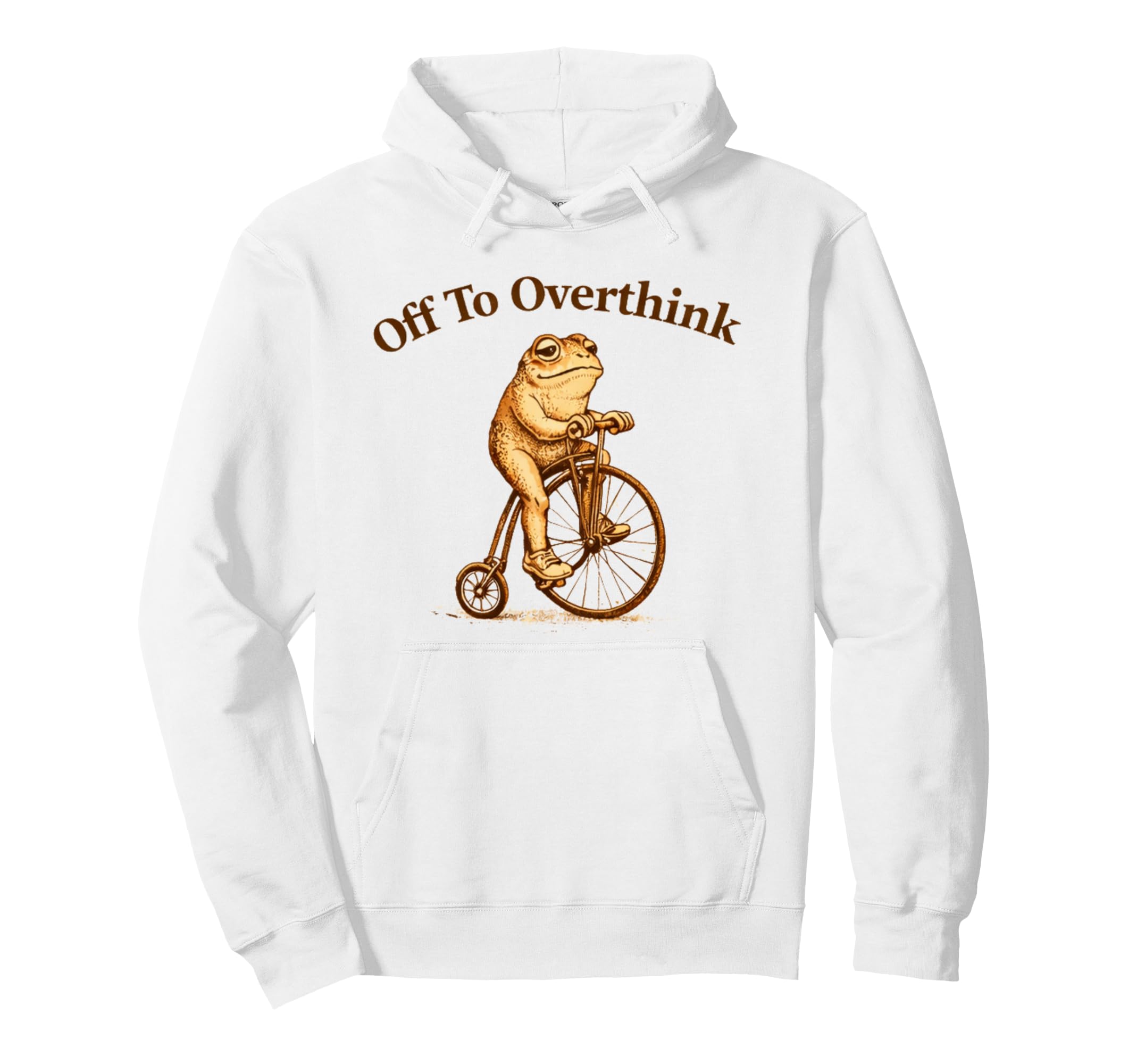 Off To Overthink Funny Frog Bicycle Hoodie - Casual Everyday Wear Men Women - T-Shirt, Sweatshirt, Hoodie
