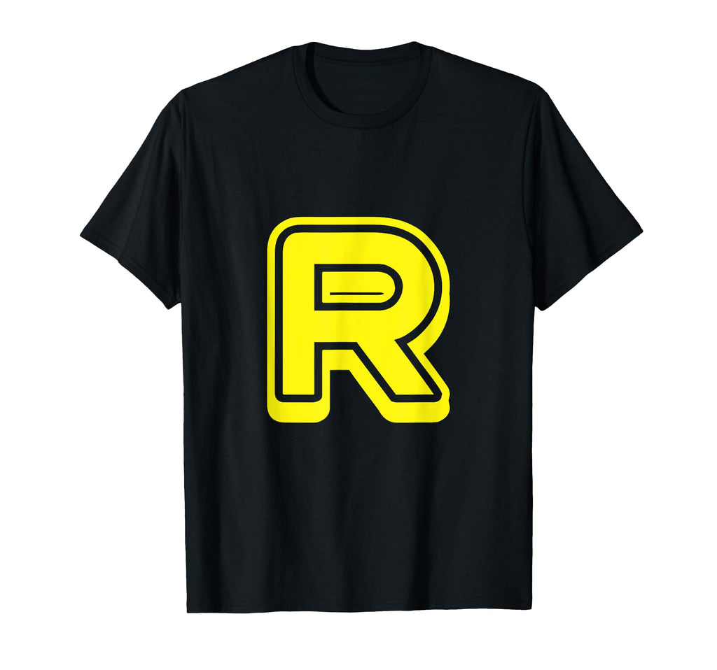 Bold Letter Yellow R Outline Alphabet T-Shirt - Minimalist Print Men Women - T-Shirt, Sweatshirt, Hoodie