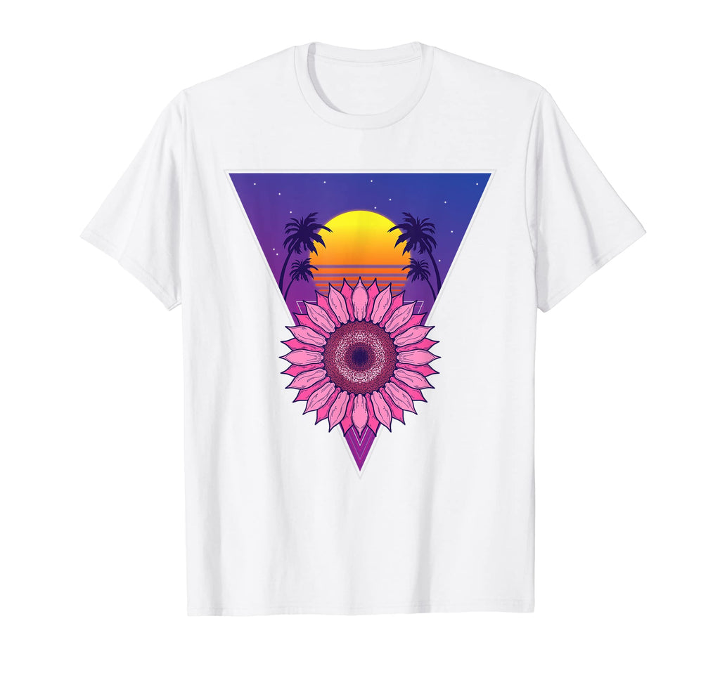 80S Sunset Flower Blossom Tropical T-Shirt - Fun Novelty Design Unisex - T-Shirt, Sweatshirt, Hoodie