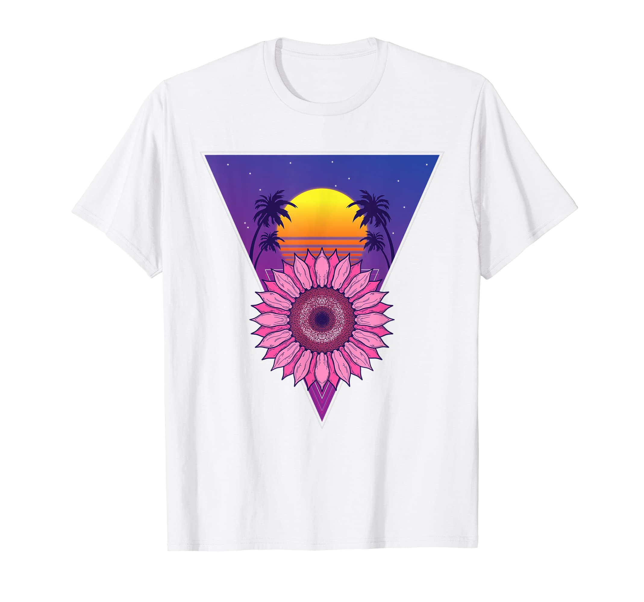 80S Sunset Flower Blossom Tropical T-Shirt - Fun Novelty Design Unisex - T-Shirt, Sweatshirt, Hoodie