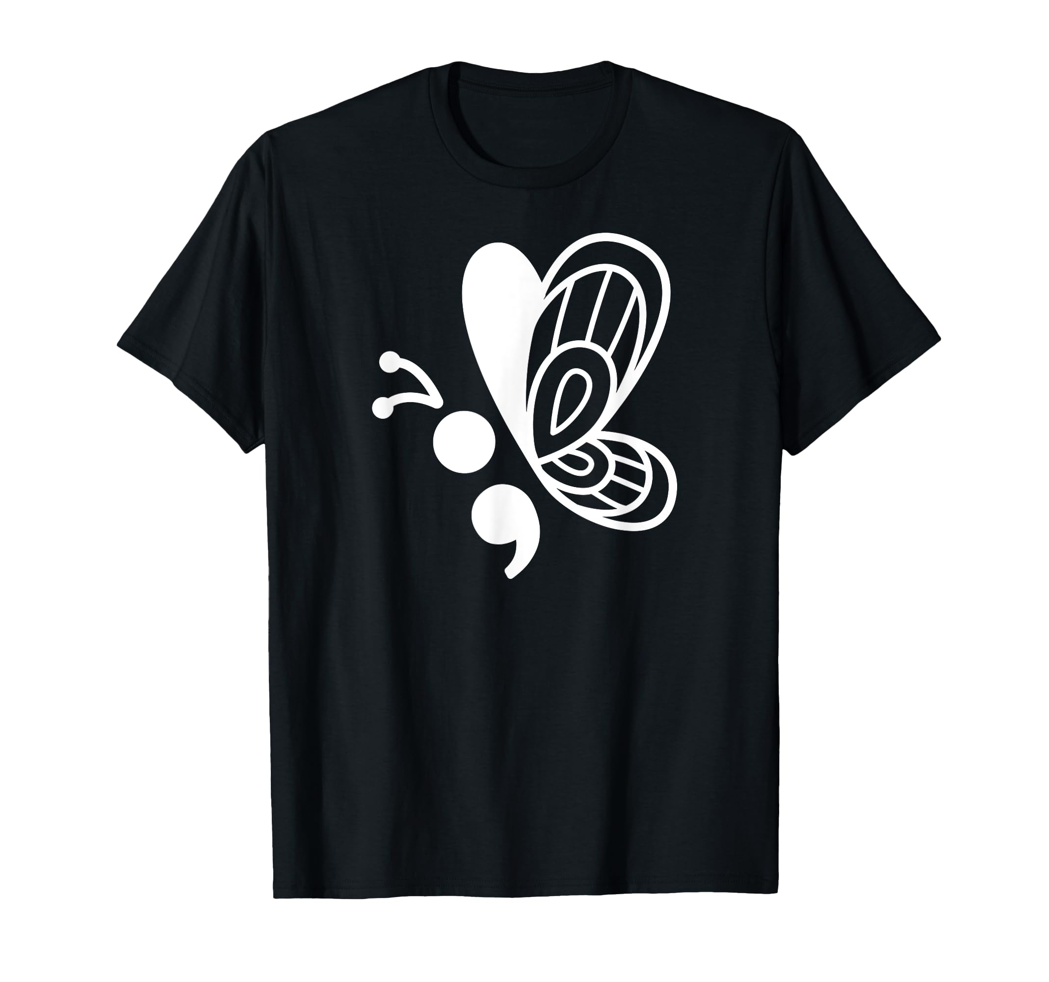 Butterfly Semicolon Mental Health T-Shirt - Graphic Print Men Women - T-Shirt, Sweatshirt, Hoodie