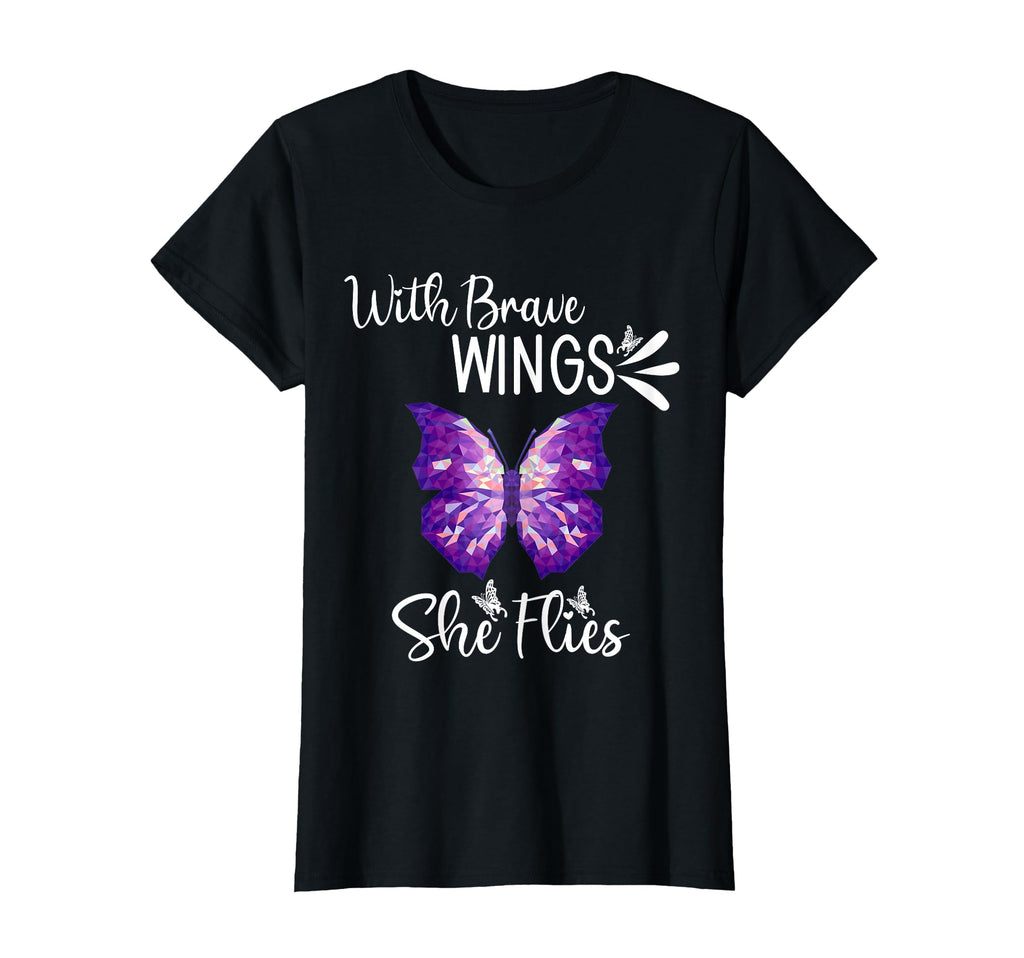 Purple Butterfly Brave Wings She Flies T-Shirt - Streetwear Style Unisex - T-Shirt, Sweatshirt, Hoodie
