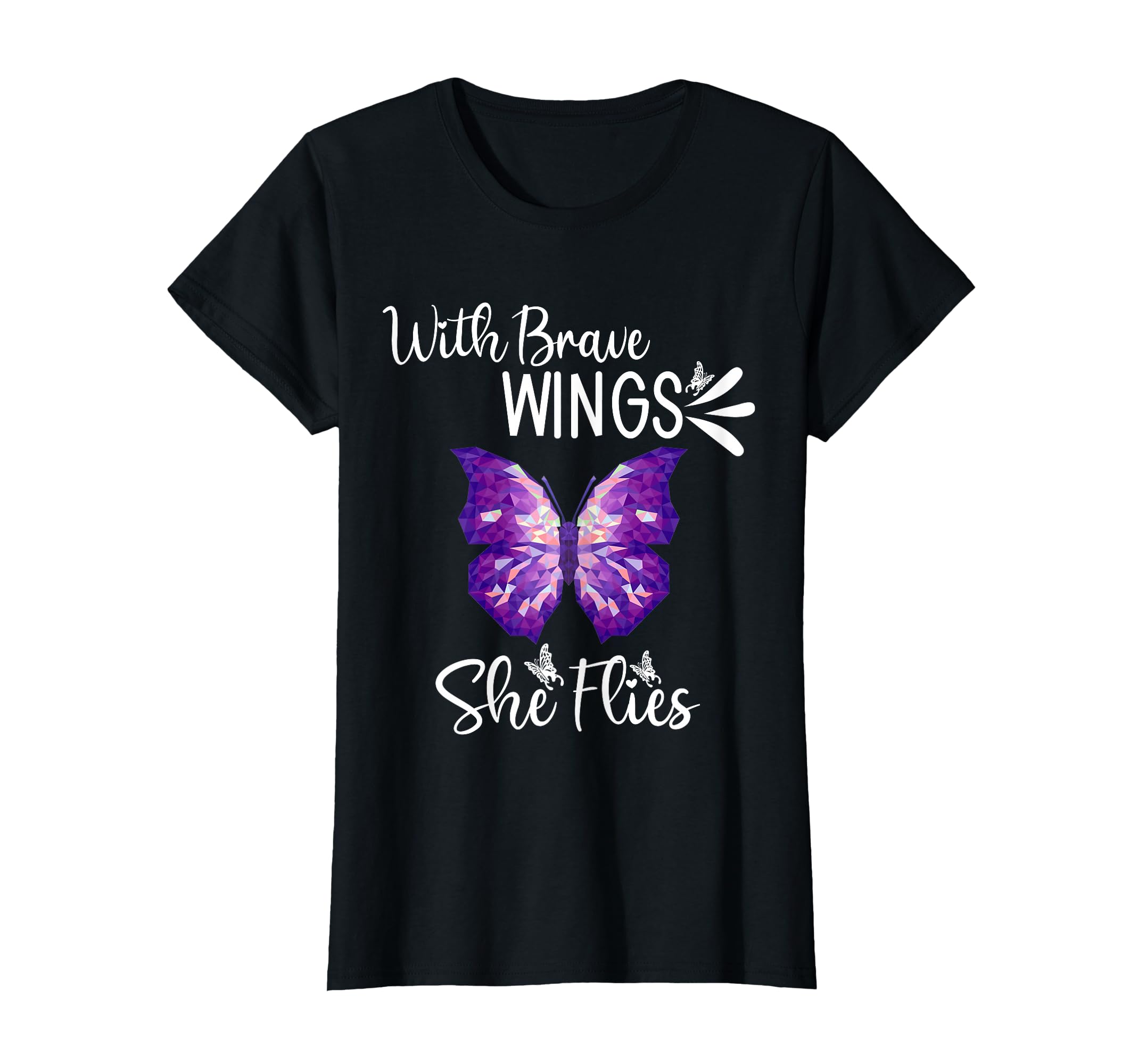 Purple Butterfly Brave Wings She Flies T-Shirt - Streetwear Style Unisex - T-Shirt, Sweatshirt, Hoodie
