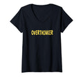 Womens Overthinker Yellow Lettering V Neck T-Shirt - Unique Graphic Unisex - T-Shirt, Sweatshirt, Hoodie