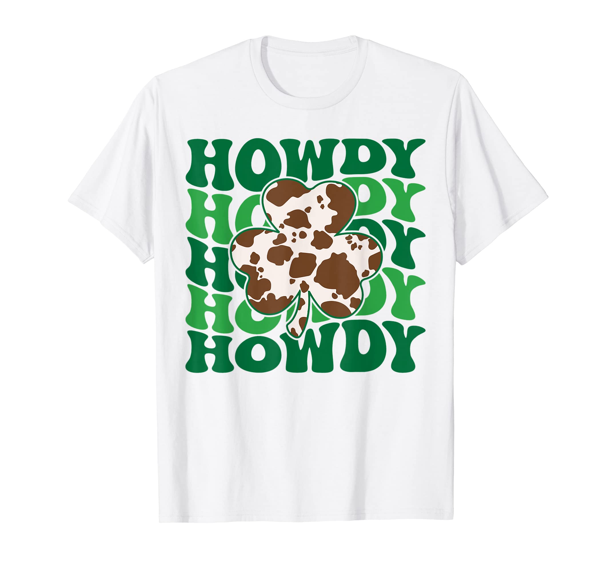 Howdy Shamrock Cow Pattern St T-Shirt - Aesthetic Graphic Men Women - T-Shirt, Sweatshirt, Hoodie