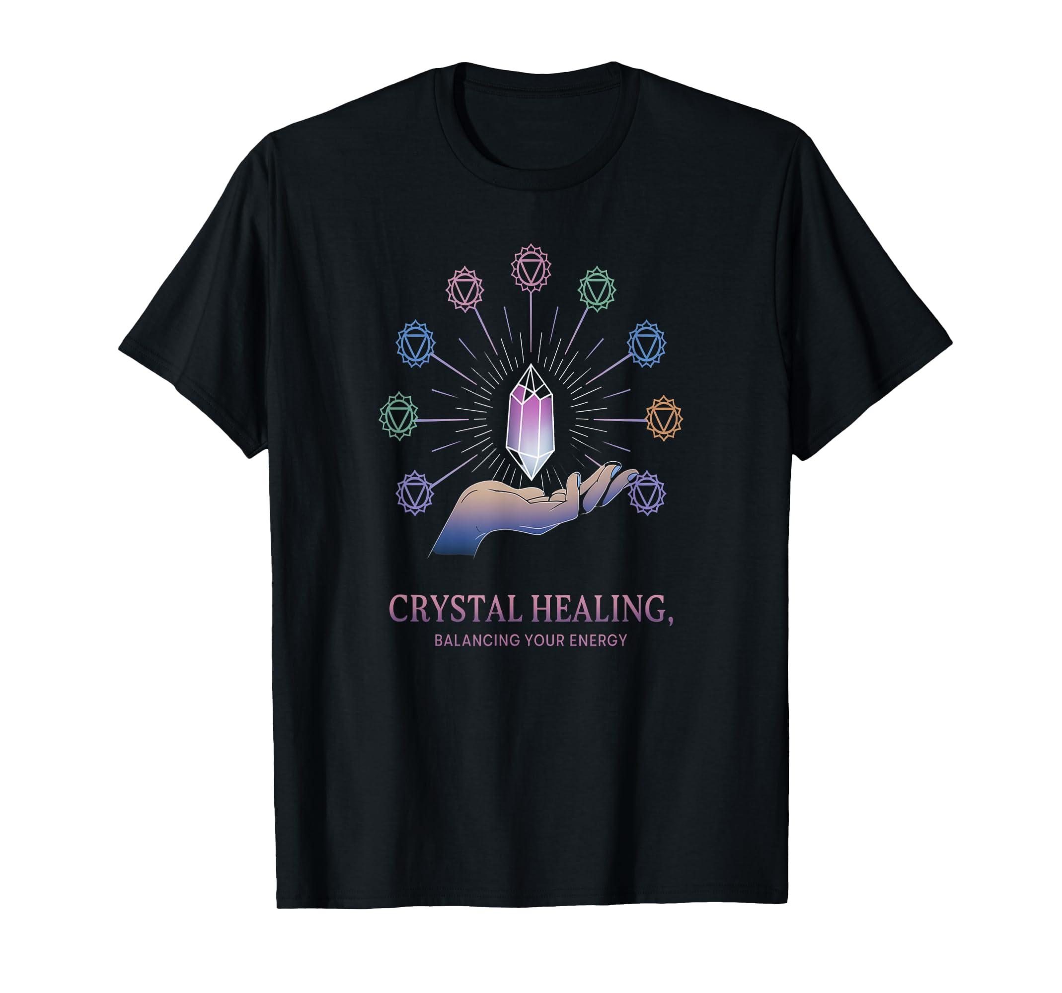Crystal Healing Balancing Energy Chakras T-Shirt - Graphic Print Unisex - T-Shirt, Sweatshirt, Hoodie