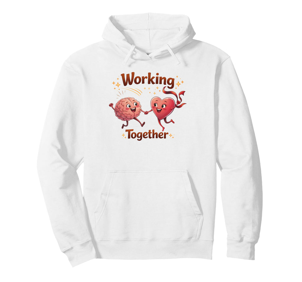 Mental Health Anxiety Heart Brain Hoodie - Minimalist Print Men Women - T-Shirt, Sweatshirt, Hoodie
