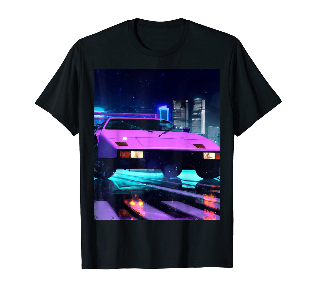 Vaporwave Aesthetic Rainy Night T-Shirt - Custom Art Print Men Women - T-Shirt, Sweatshirt, Hoodie