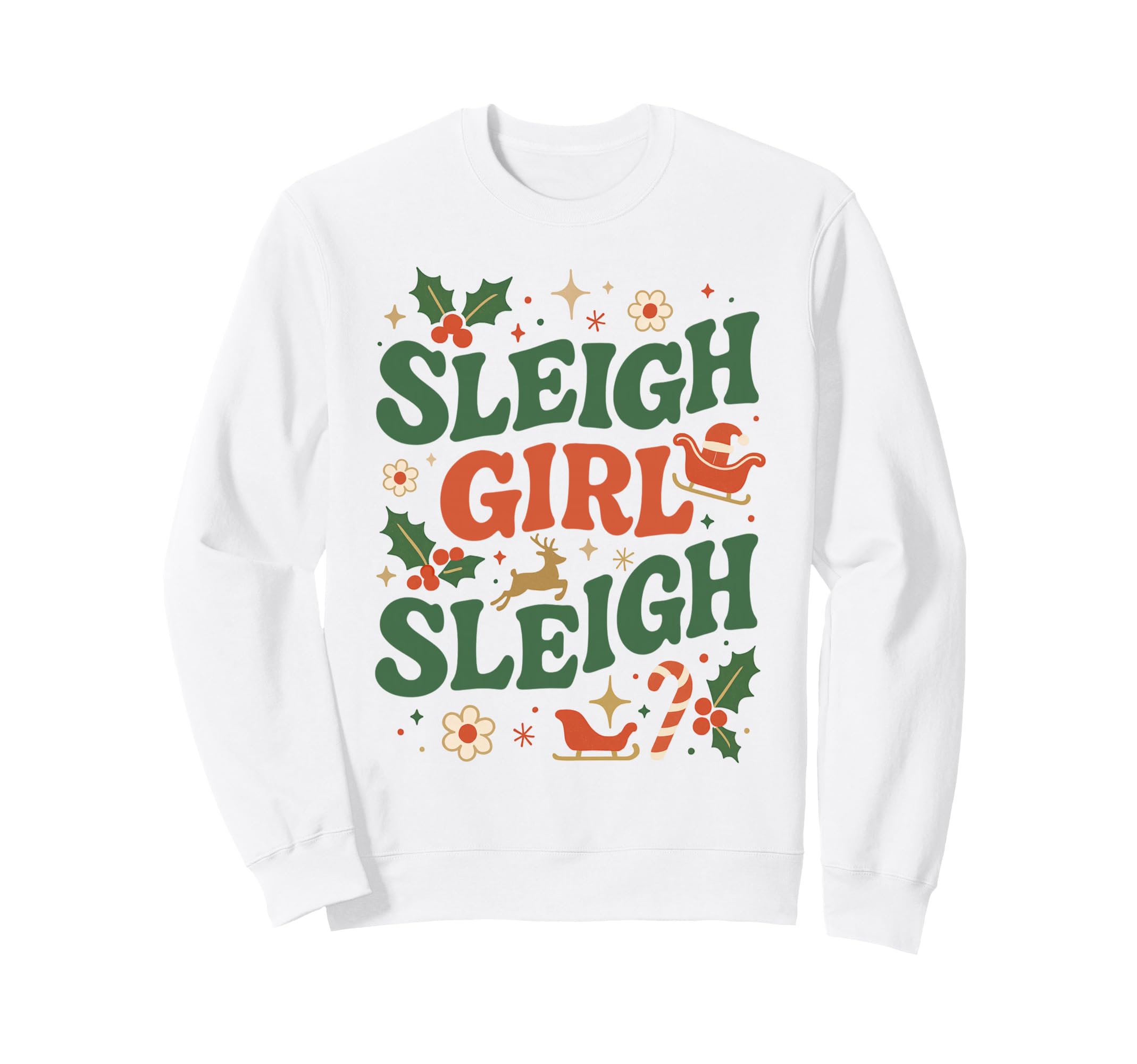 Funny Sleigh Sleigh 70S Sweatshirt - Minimalist Print Men Women - T-Shirt, Sweatshirt, Hoodie