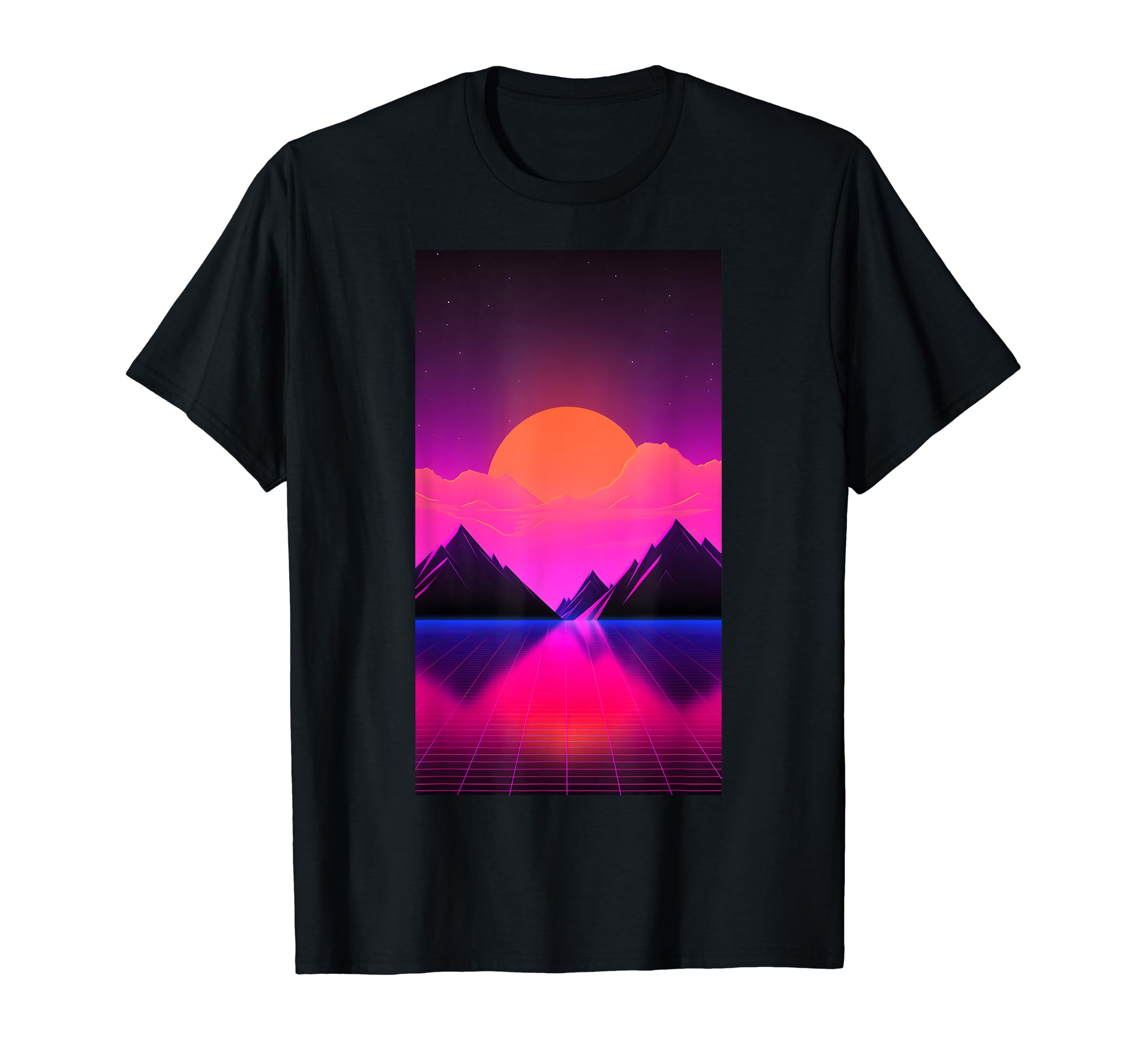 Synthwave Landscape Retrowave 80S T-Shirt - Custom Art Print Unisex - T-Shirt, Sweatshirt, Hoodie