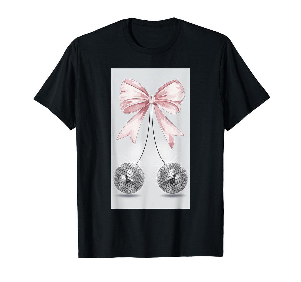 Bow Coquette Disco Party Disco Ball T-Shirt - Custom Art Print for Adults - T-Shirt, Sweatshirt, Hoodie