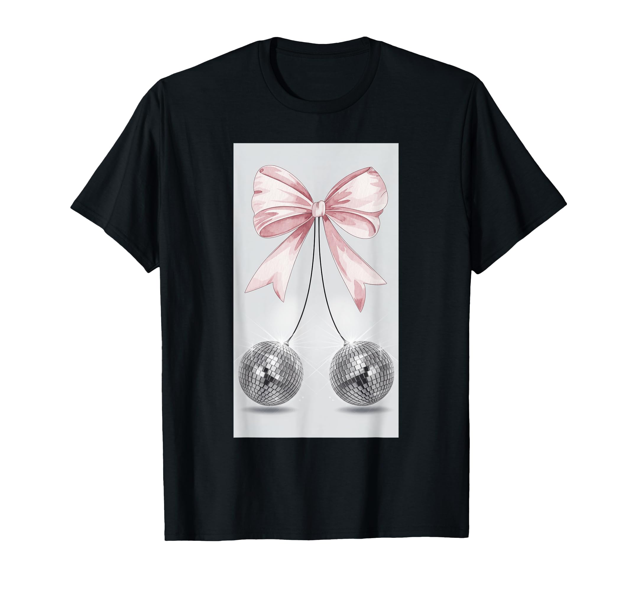 Bow Coquette Disco Party Disco Ball T-Shirt - Custom Art Print for Adults - T-Shirt, Sweatshirt, Hoodie