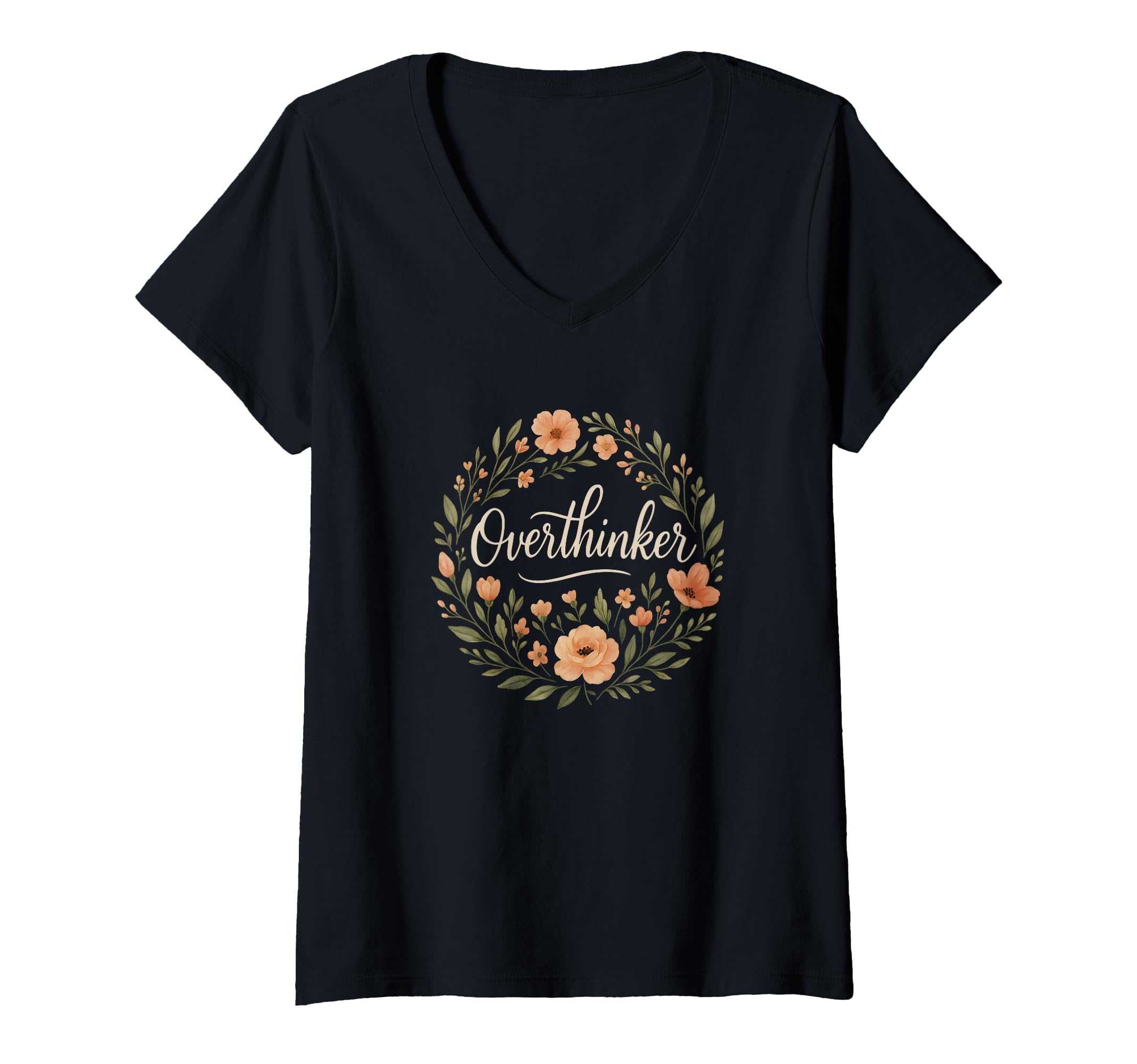 Womens Overthinker Minimal Floral T-Shirt - Trendy Graphic for Adults - T-Shirt, Sweatshirt, Hoodie