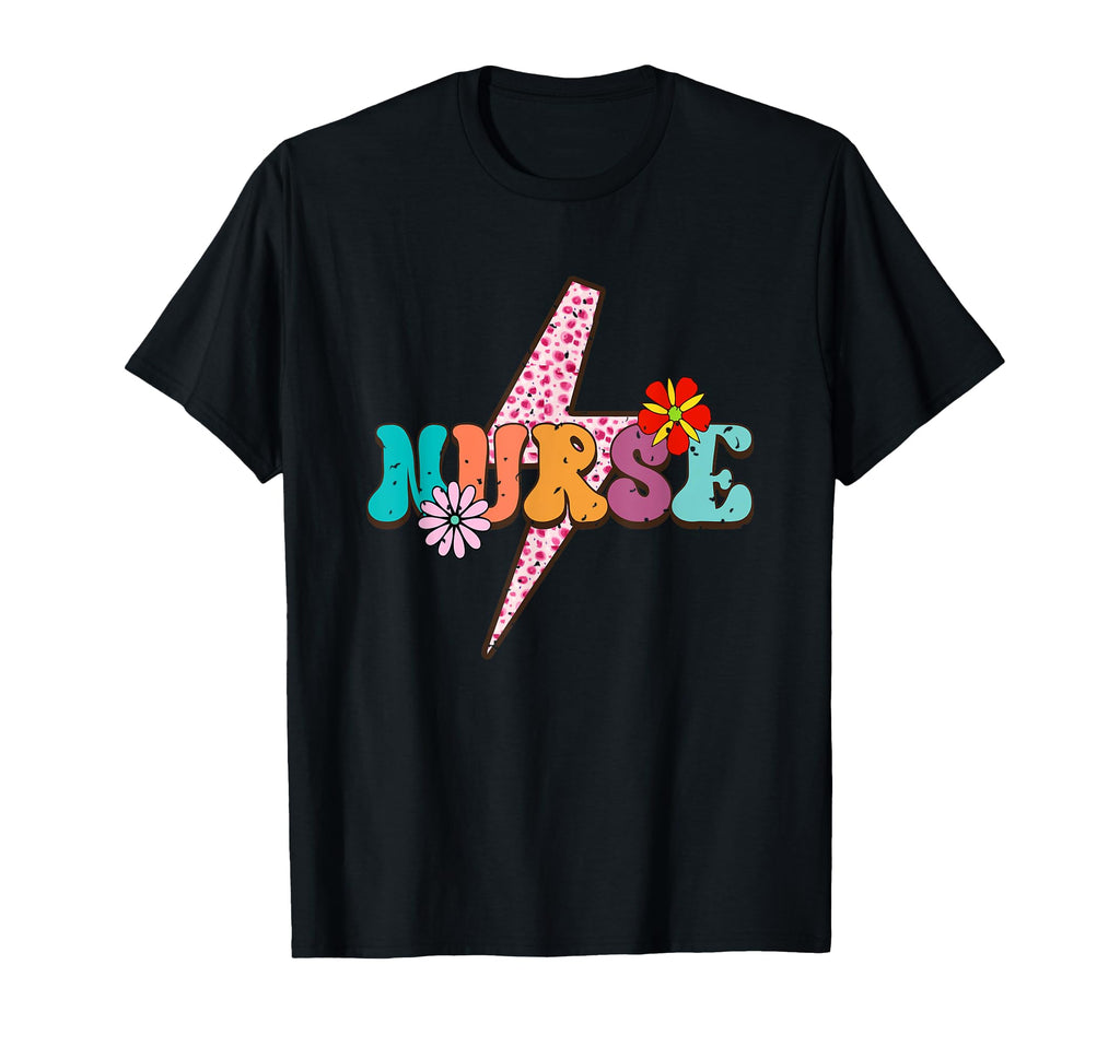 Nurse Colorful Floral Lightning T-Shirt - Streetwear Style Unisex - T-Shirt, Sweatshirt, Hoodie
