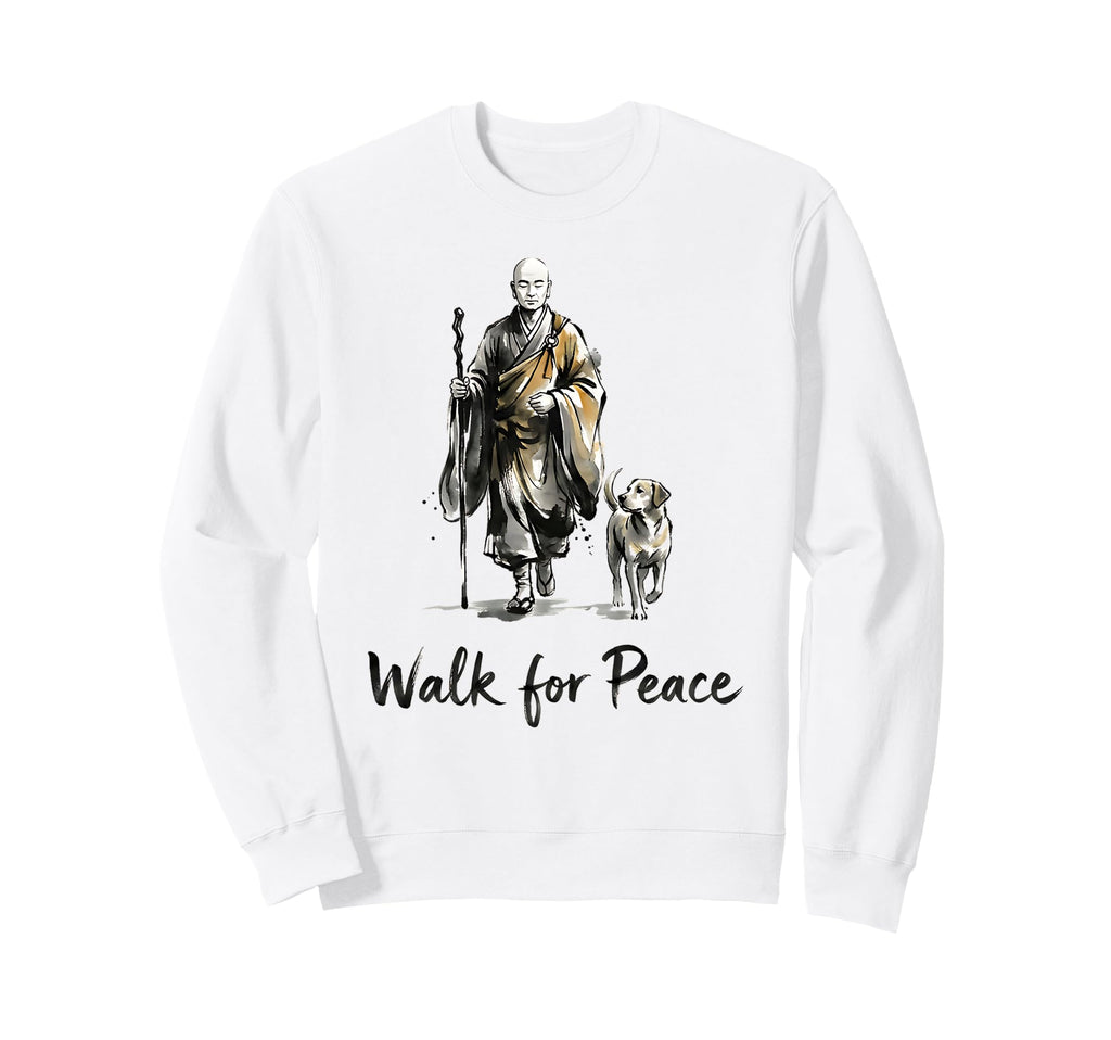 Minimalist Zen Art Walk Peace Monks Sweatshirt - Unique Graphic for Adults - T-Shirt, Sweatshirt, Hoodie