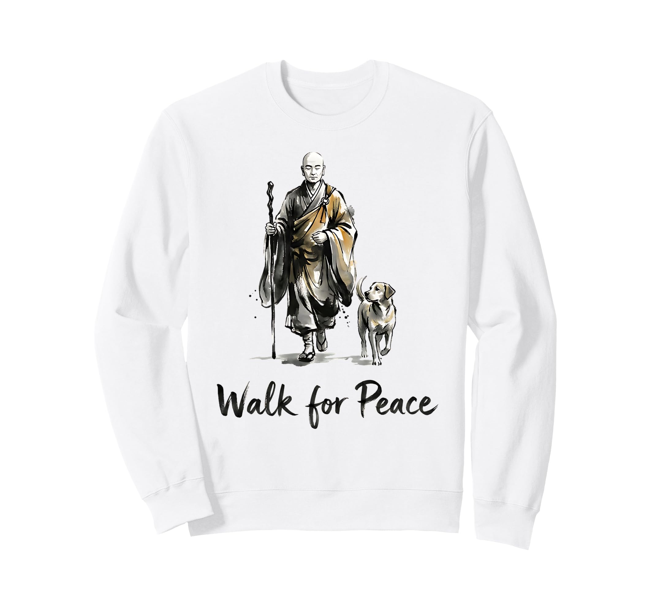 Minimalist Zen Art Walk Peace Monks Sweatshirt - Unique Graphic for Adults - T-Shirt, Sweatshirt, Hoodie