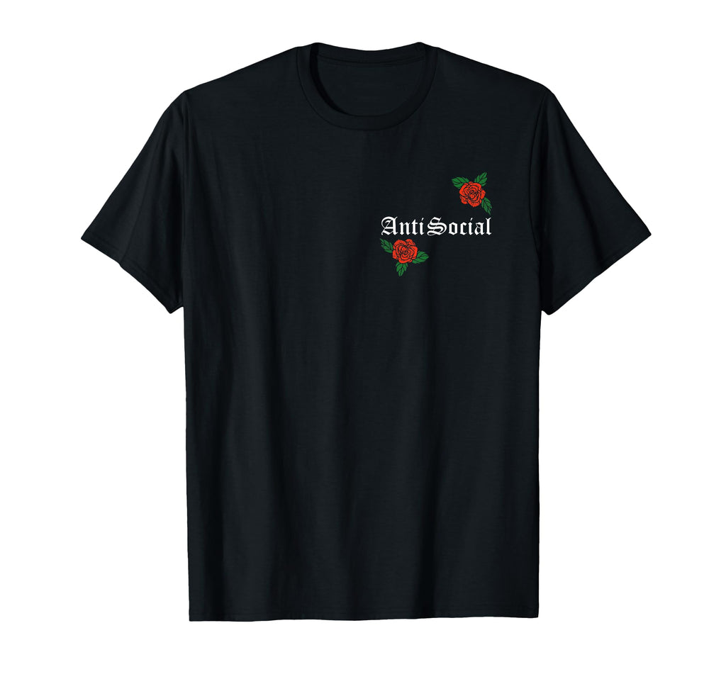 Anti Social Rose Pocket T-Shirt - Custom Art Print Unisex - T-Shirt, Sweatshirt, Hoodie