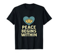 Peace Begins Within Lotus Heart T-Shirt - Fun Novelty Design Men Women - T-Shirt, Sweatshirt, Hoodie