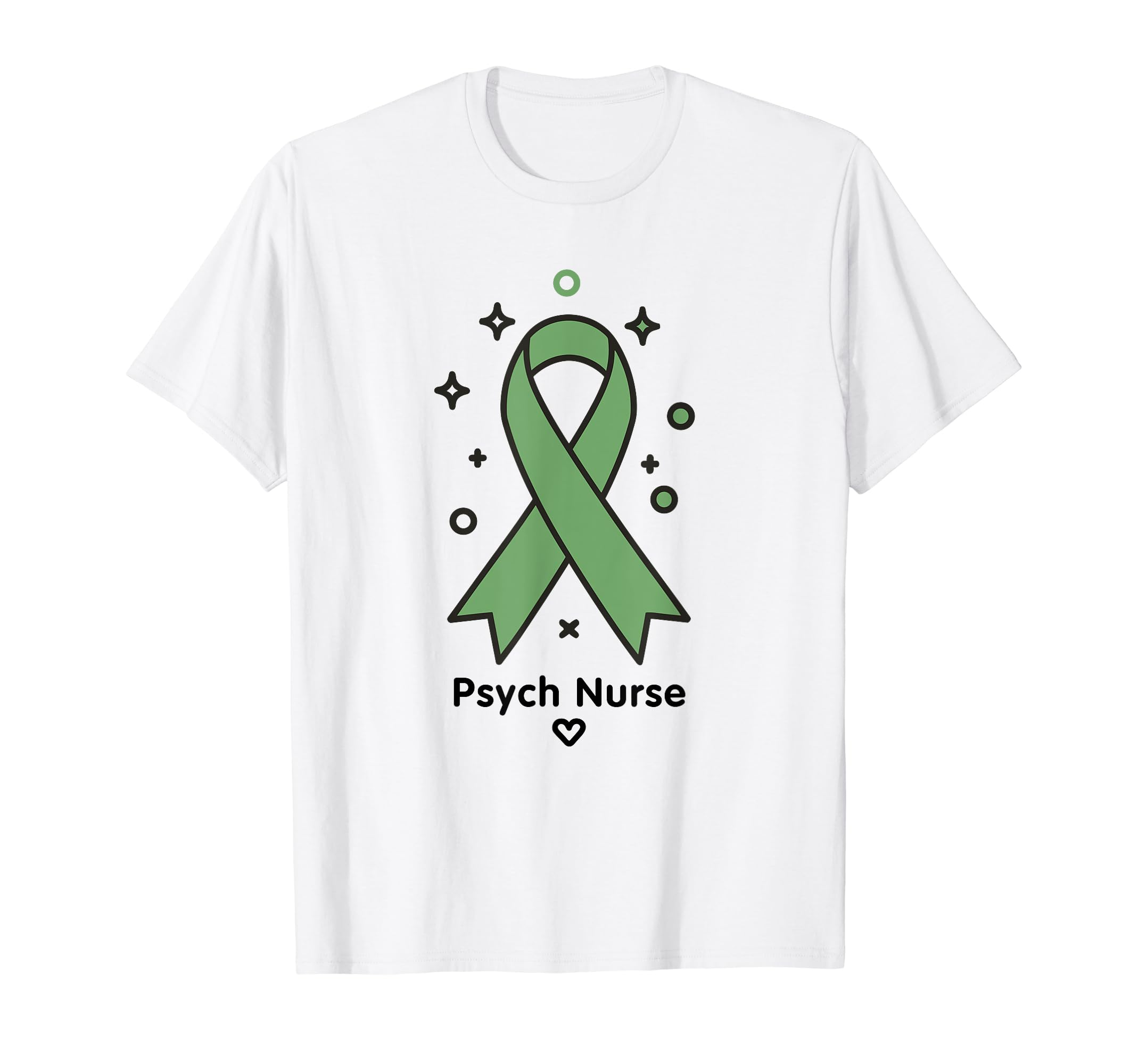 Psych Nurse Green Ribbon Psychiatric T-Shirt - Aesthetic Graphic Men Women - T-Shirt, Sweatshirt, Hoodie