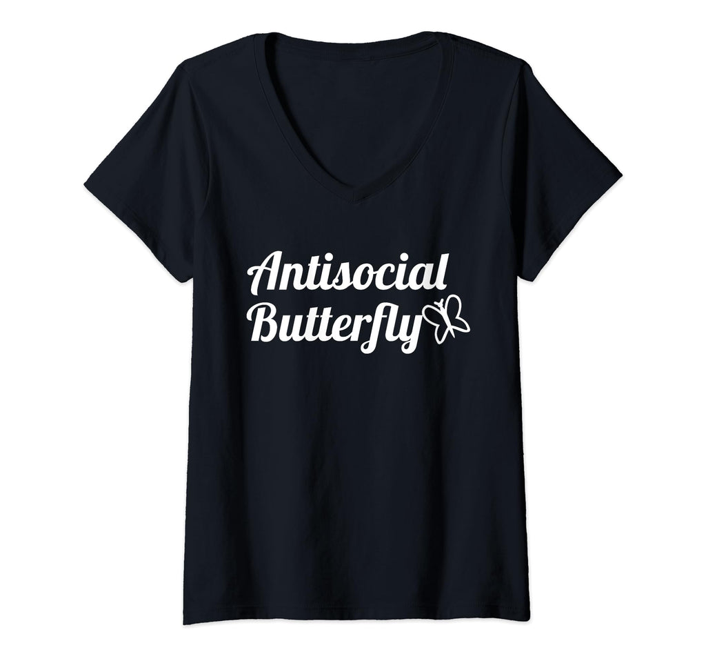 Antisocial Butterfly V Neck T-Shirt - Custom Art Print for Adults - T-Shirt, Sweatshirt, Hoodie
