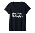 Antisocial Butterfly V Neck T-Shirt - Custom Art Print for Adults - T-Shirt, Sweatshirt, Hoodie