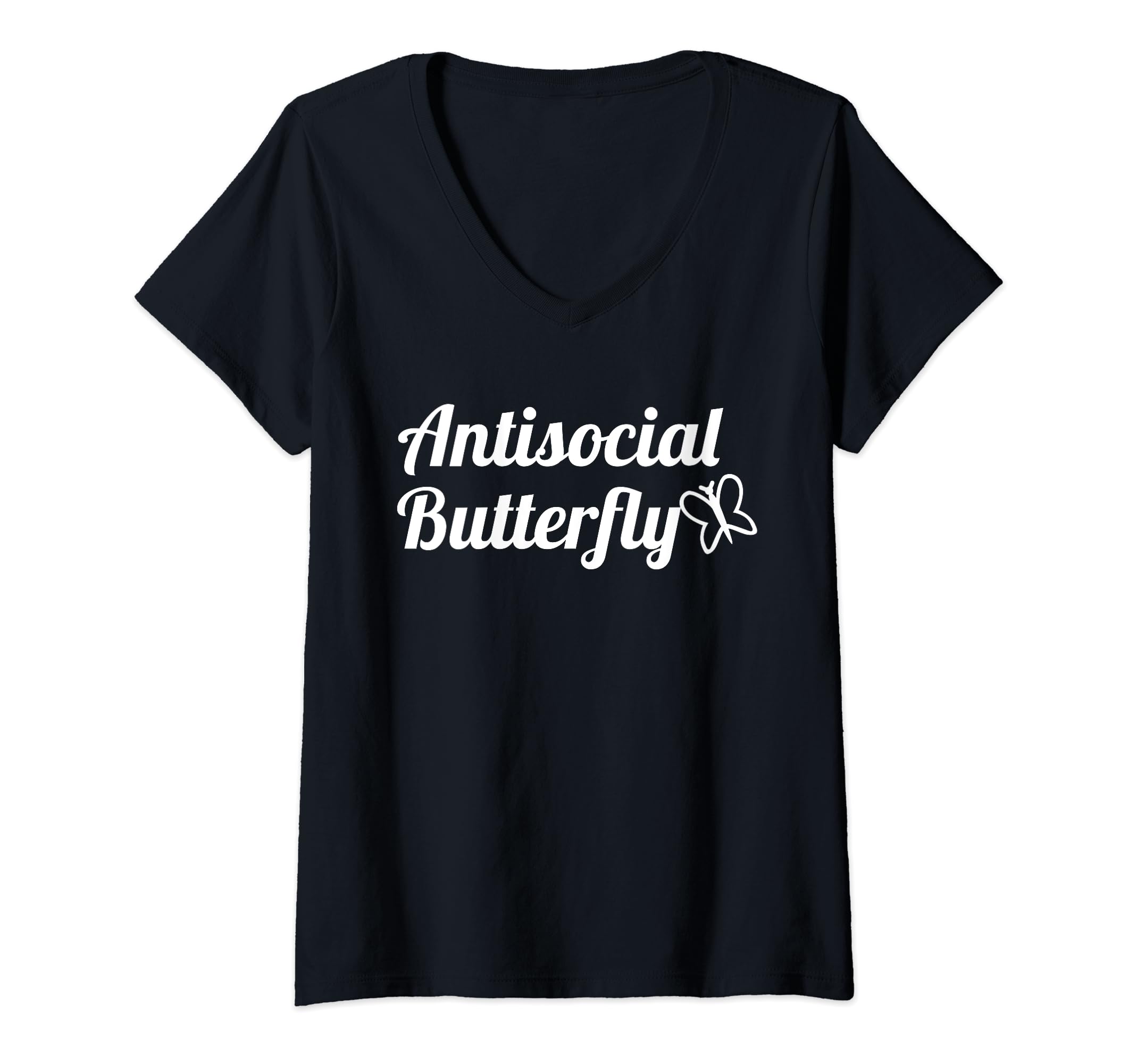 Antisocial Butterfly V Neck T-Shirt - Custom Art Print for Adults - T-Shirt, Sweatshirt, Hoodie