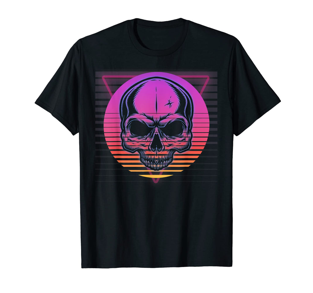 Skull Vaporwave 80S 90S Sunset Skeleton T-Shirt - Trendy Graphic Unisex - T-Shirt, Sweatshirt, Hoodie